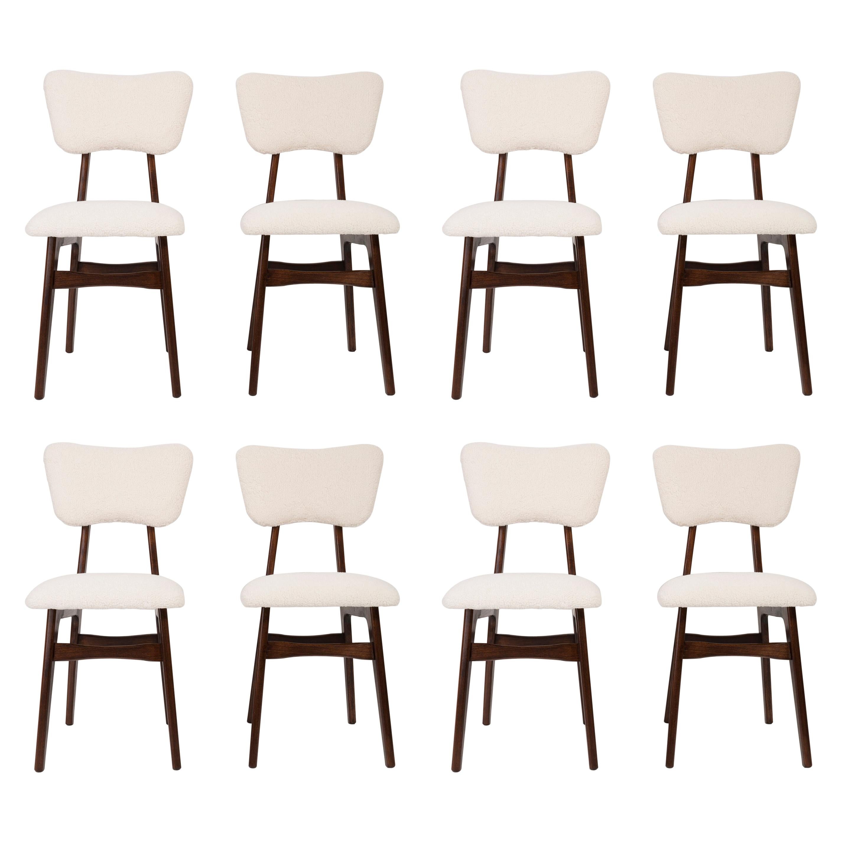 Eight 20th Century Light Crème Boucle Chairs, 1960s For Sale