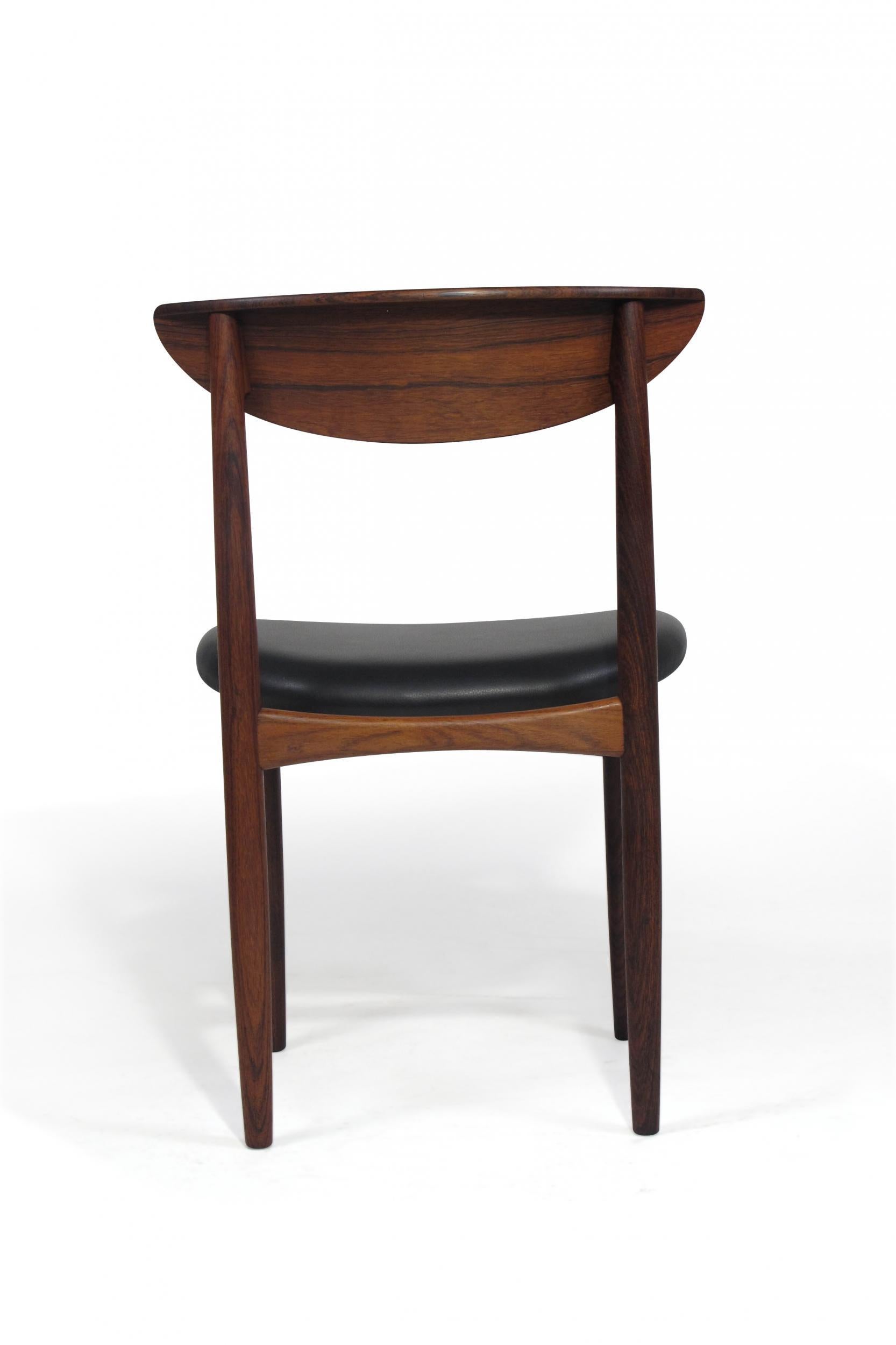 Scandinavian Modern Eight '8' Kurt Ostervig Mid-Century Rosewood Dining Chairs in Black Leather