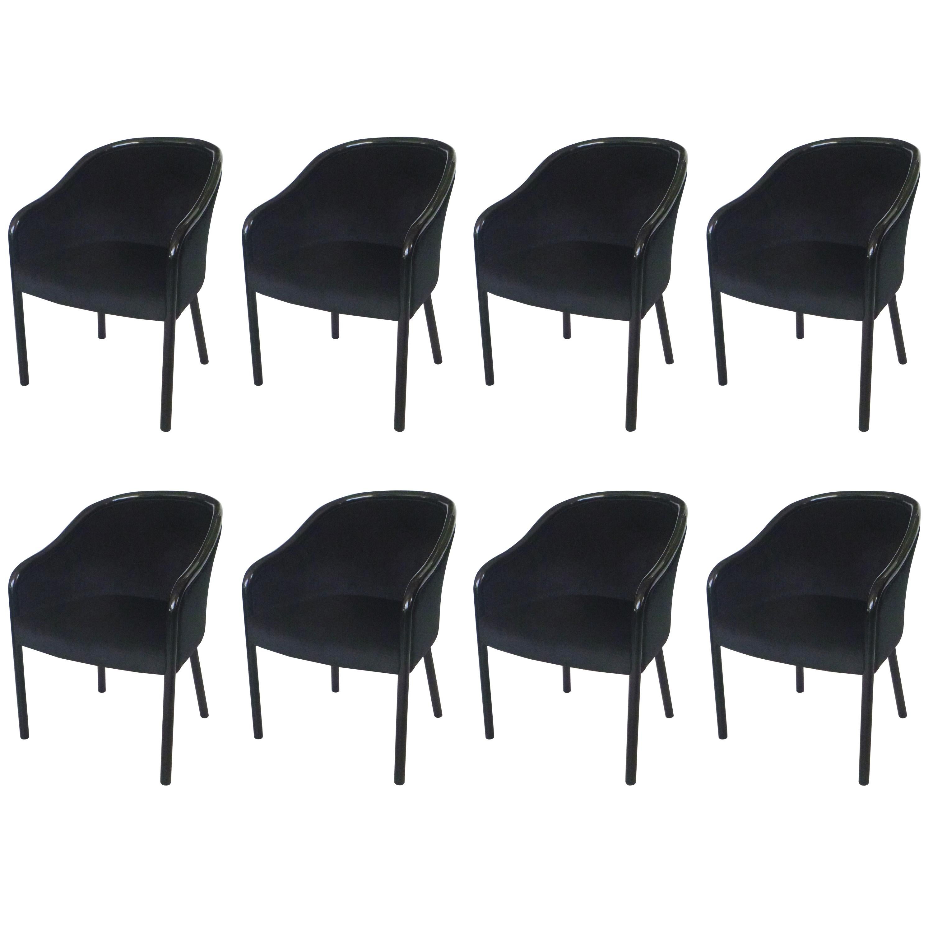 Huit fauteuils noirs Ward Bennett pour Brickell Associates