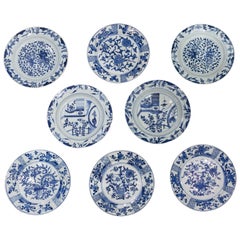 Eight Antique Blue and White Chinese Dishes Made in the 18th Century circa 1770