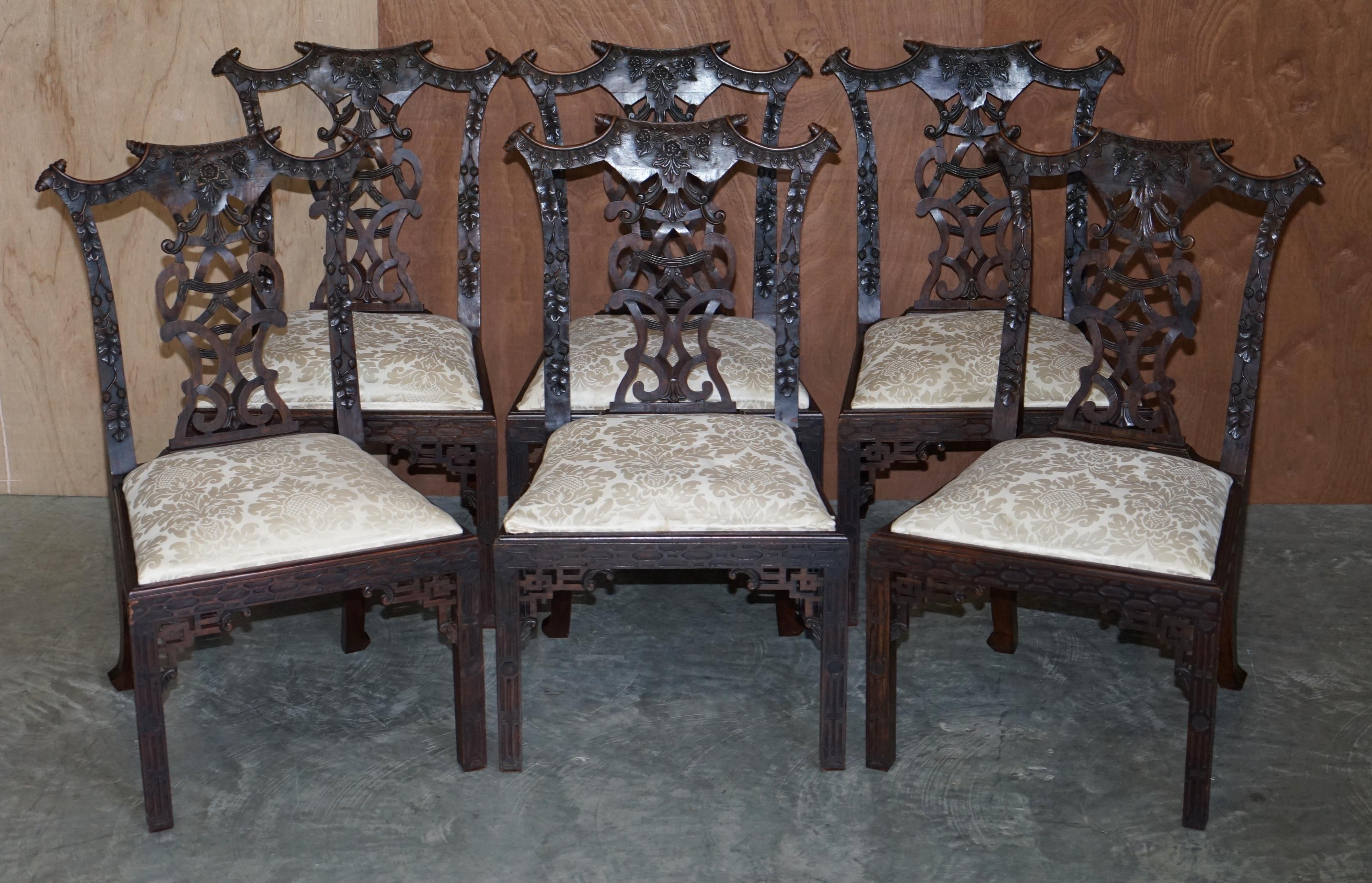 We are delighted to offer this suite of eight important Victorian Chinese Chippendale Georgian style dining chairs circa 1880

These chairs are very well made, important pieces of classic English Georgian furniture after the originals by Thomas