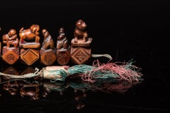 Eight Antique Chinese Tobacco Pipe Holder Antrophomorphic Subject, Tobacco Curio