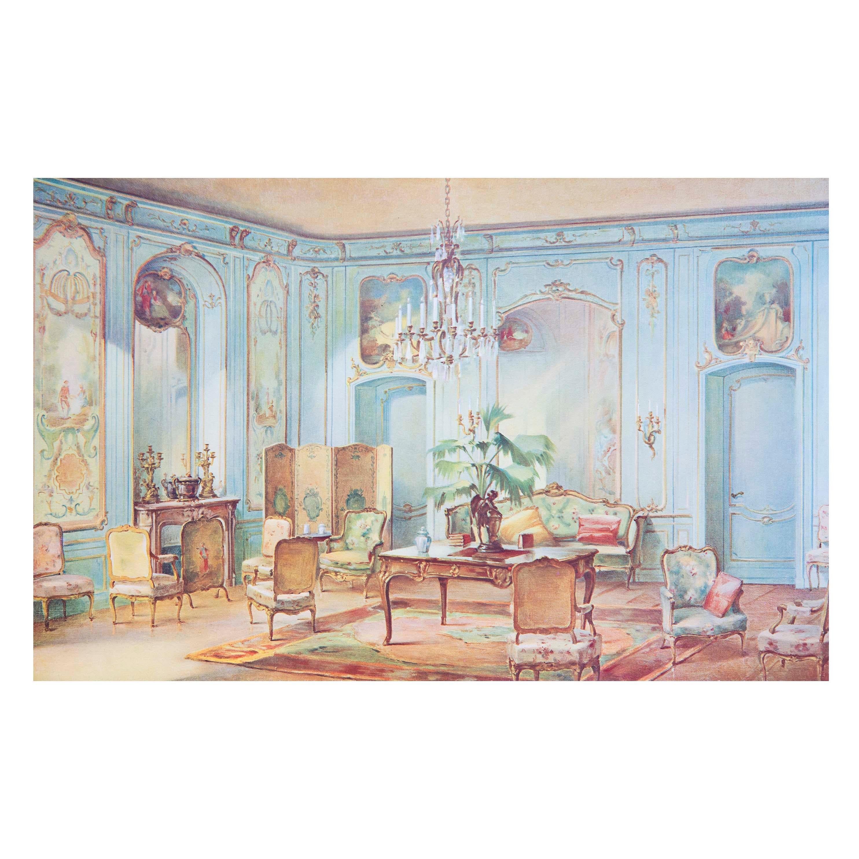 Victorian Eight Antique French Interior Decor Prints