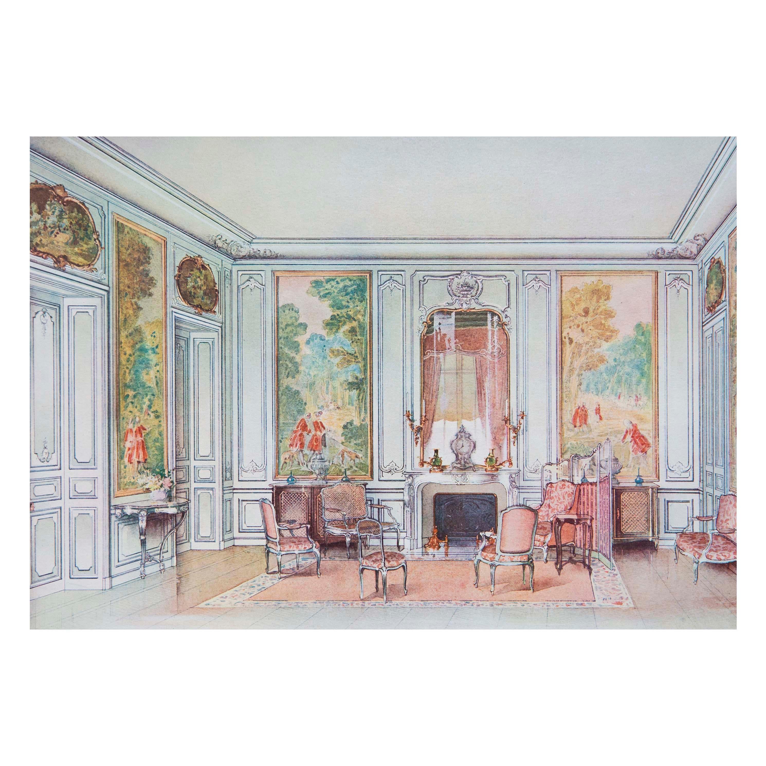 Gilt Eight Antique French Interior Decor Prints