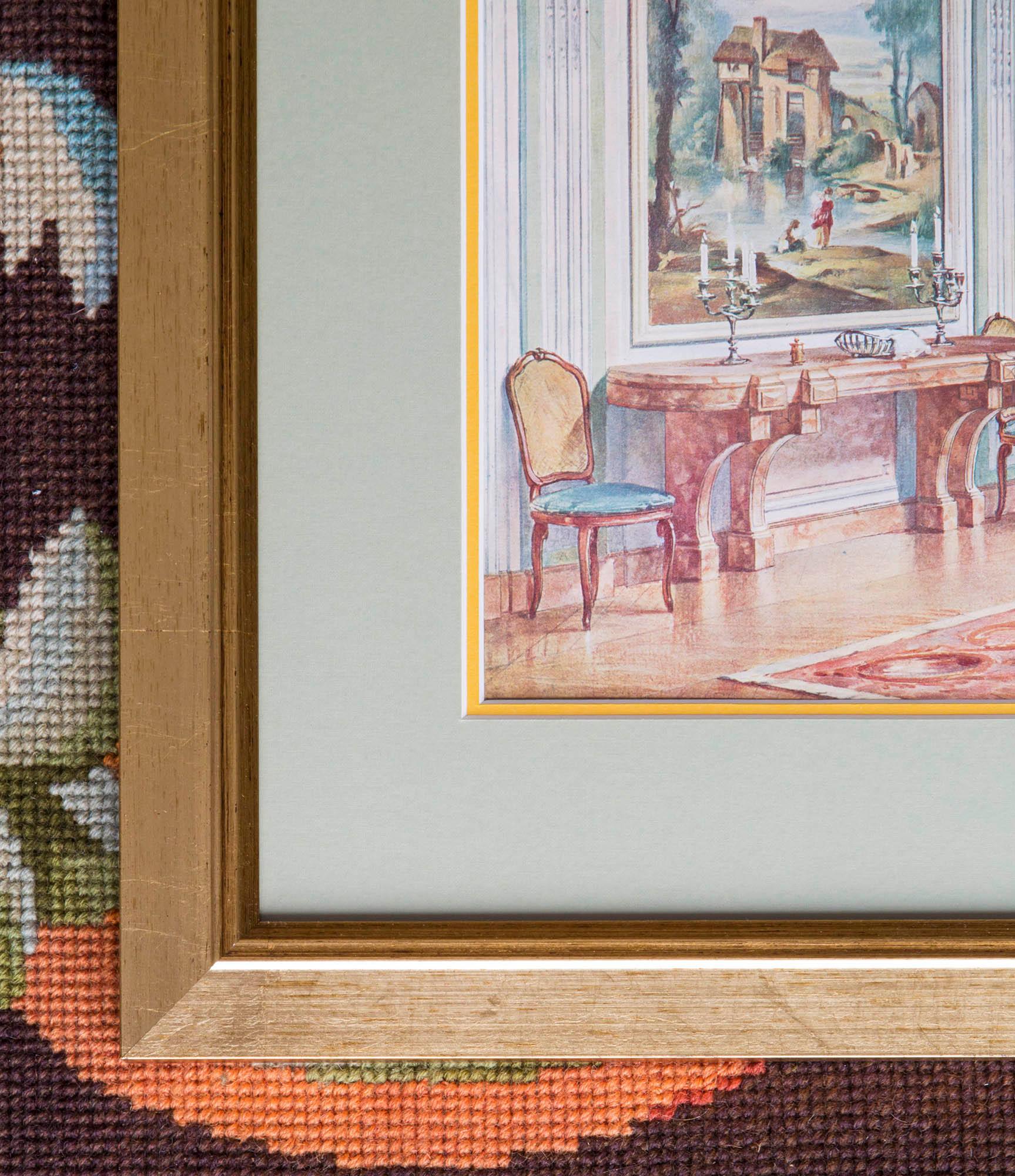 Eight Antique French Interior Decor Prints In Good Condition In Richmond, London