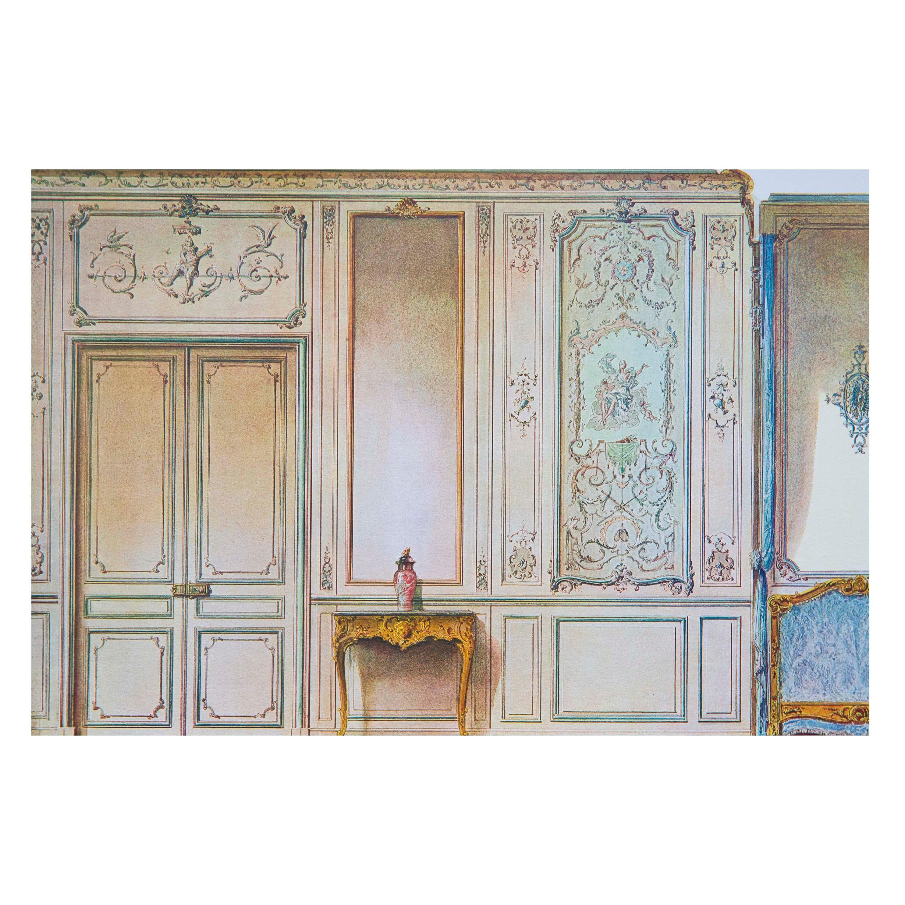 Wood Eight Antique French Interior Decor Prints