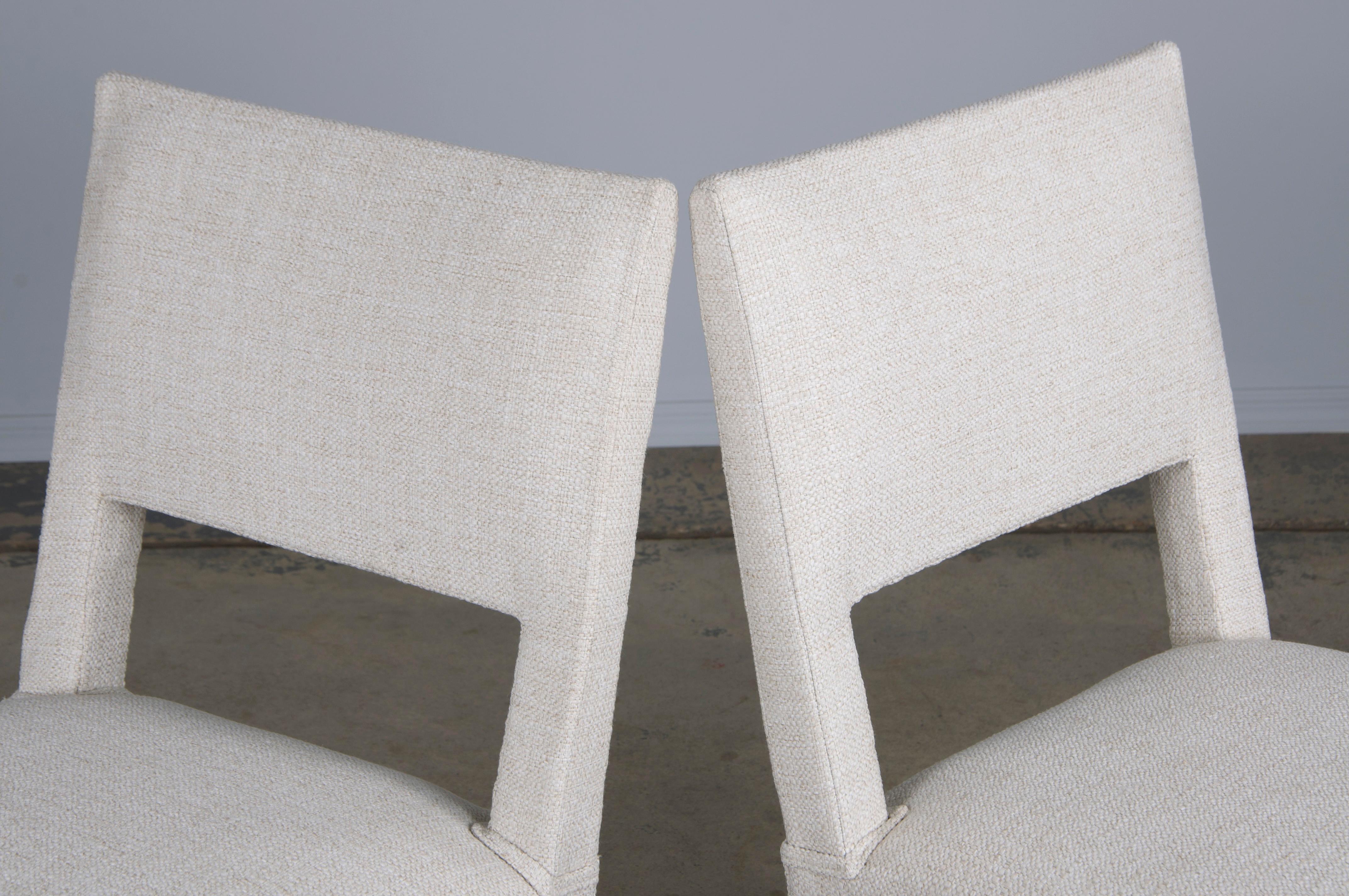 Eight Antique French Louis XIII Style Walnut Dining Chairs W/ Off-White Fabric 8