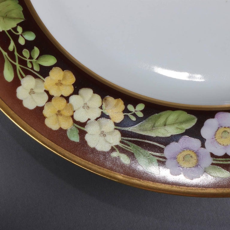Eight Antique German HandPainted Bavaria Tirschenreuth Floral Dinner