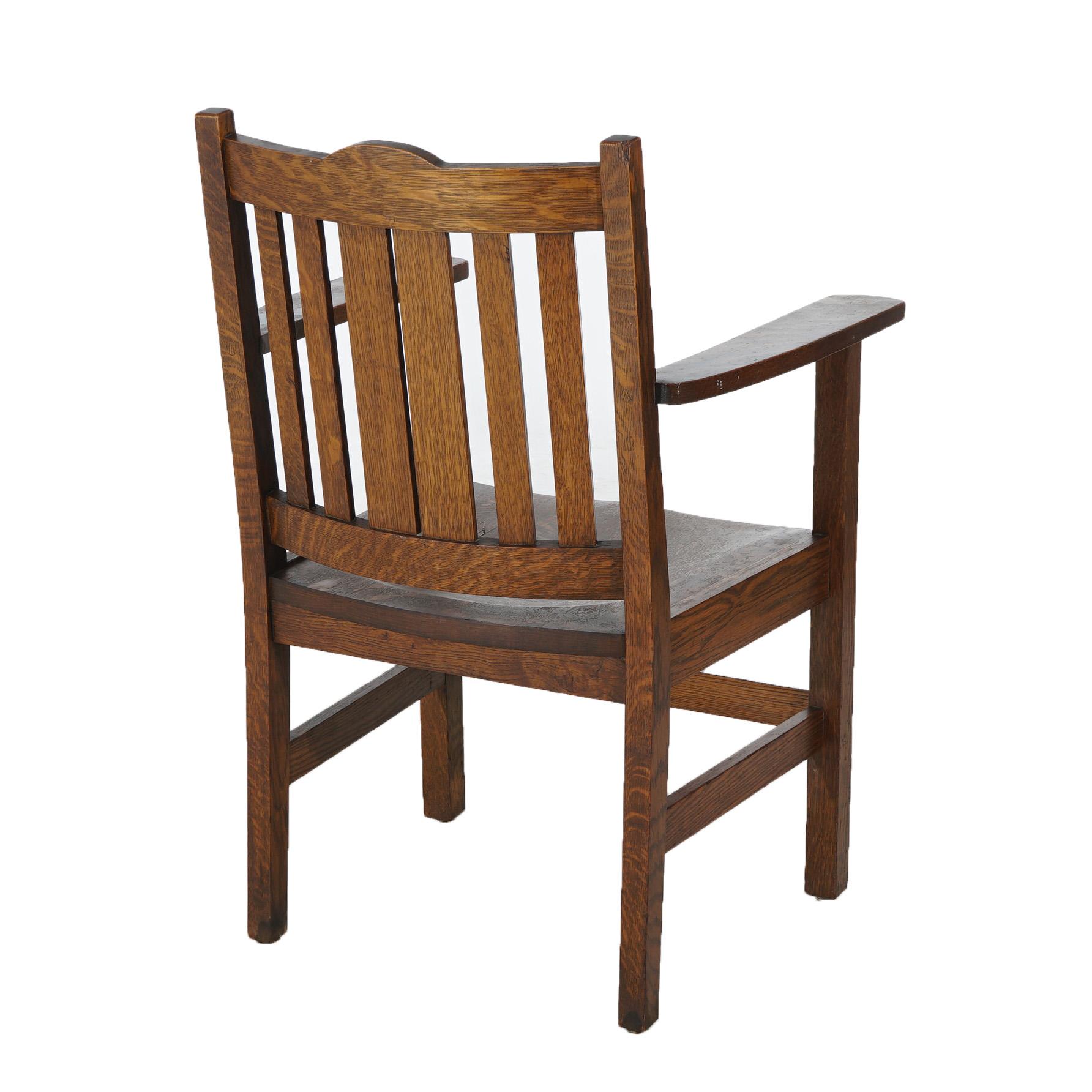 Eight Antique Gunlocke Arts & Crafts Mission Oak Slat Back Dining Chairs C1910 1