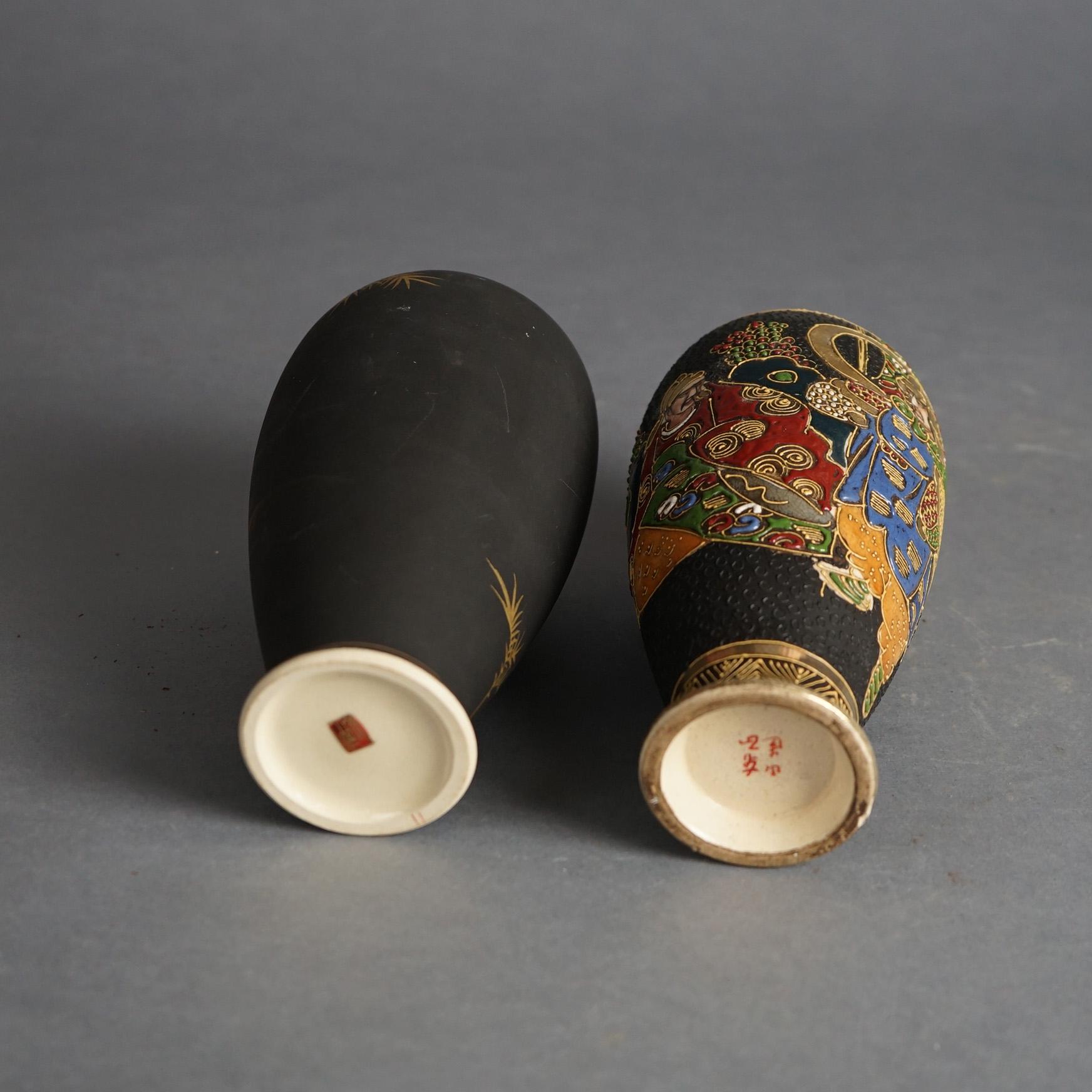 Eight Antique Japanese Satsuma Porcelain Items Including Vases, C1910 4