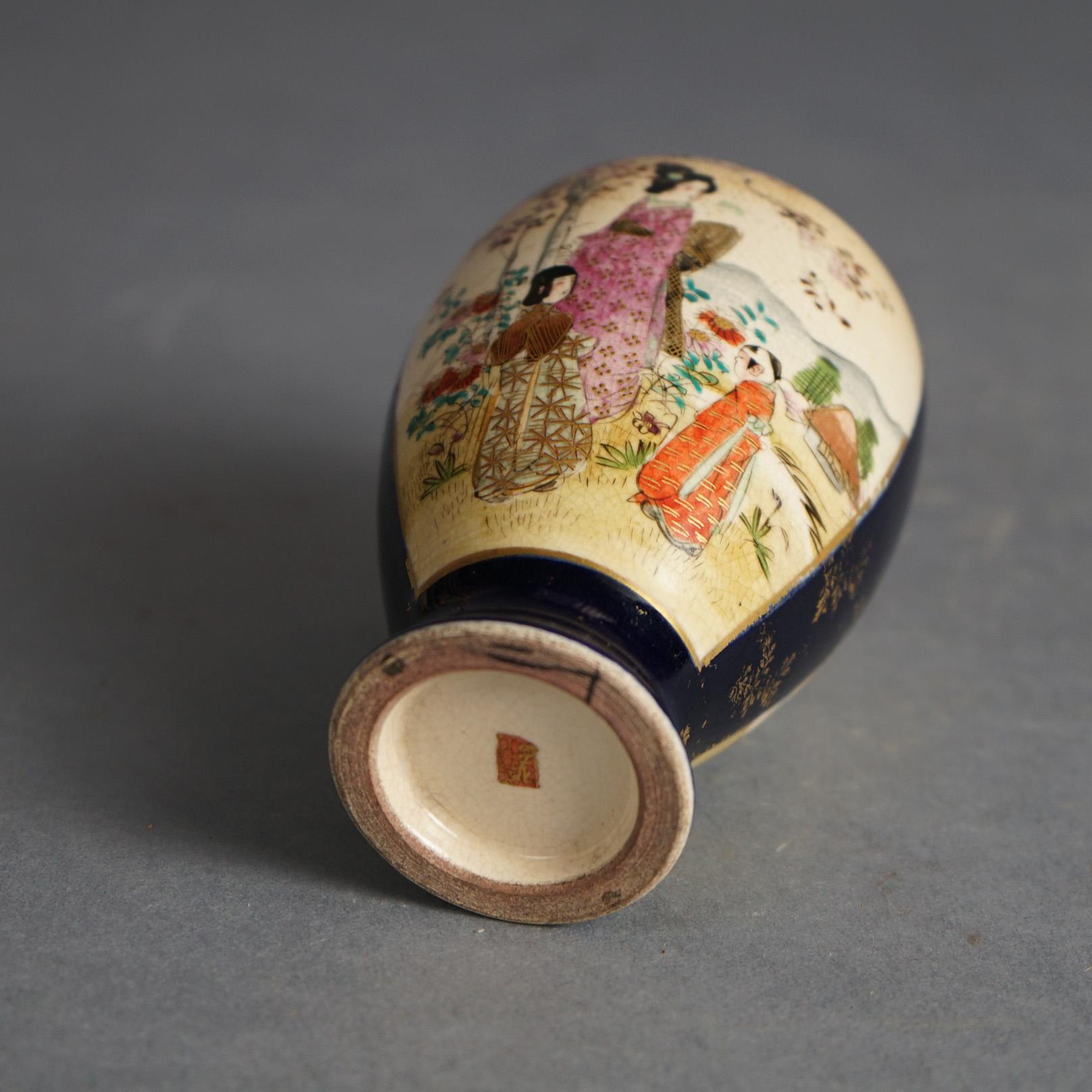 Eight Antique Japanese Satsuma Porcelain Items Including Vases, C1910 6