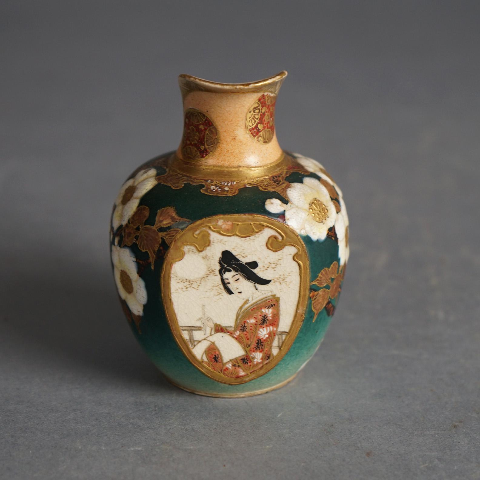 Eight Antique Japanese Satsuma Porcelain Items Including Vases, C1910 7