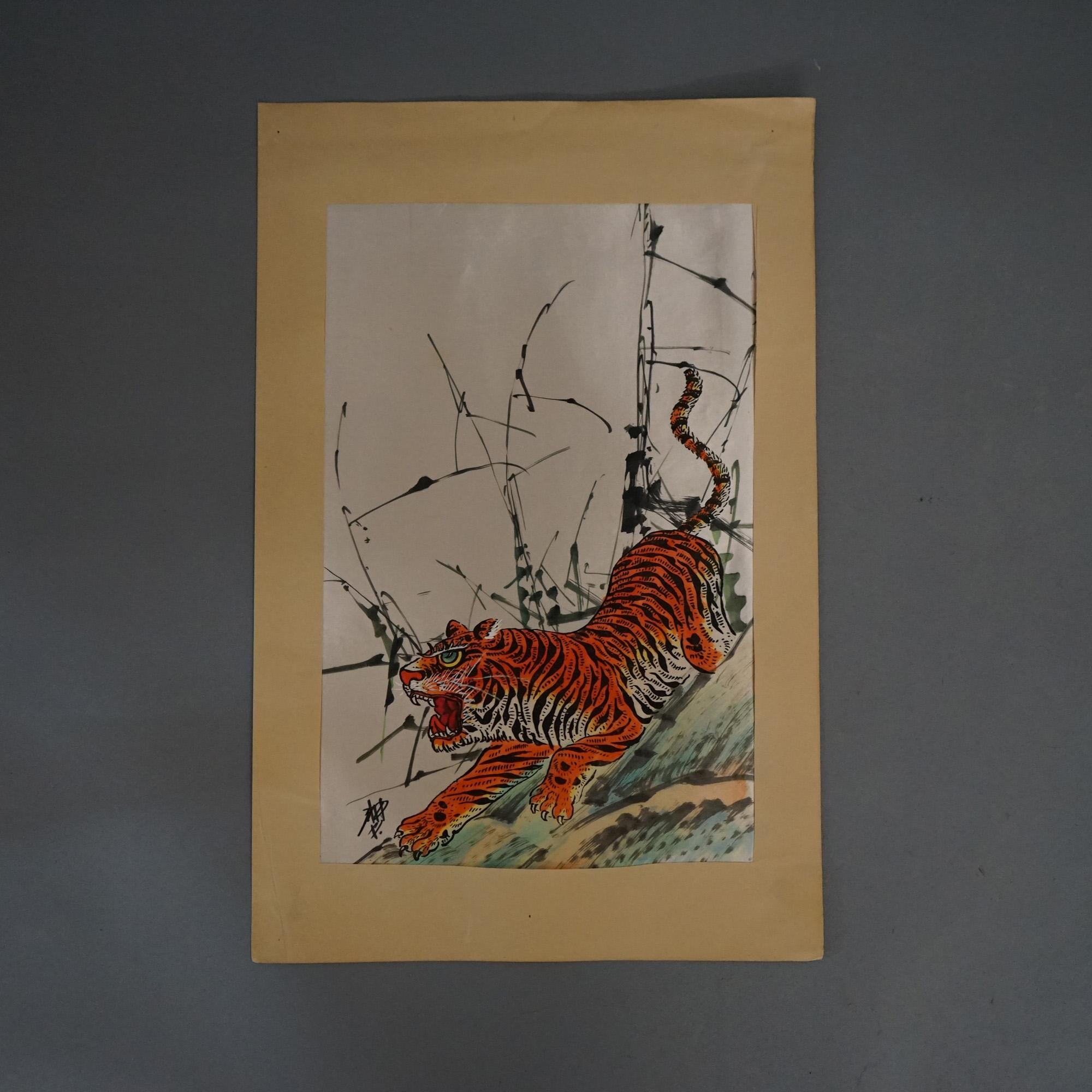 Eight Antique Japanese Woodblock Prints, Oil on Silk c1920 For Sale 6