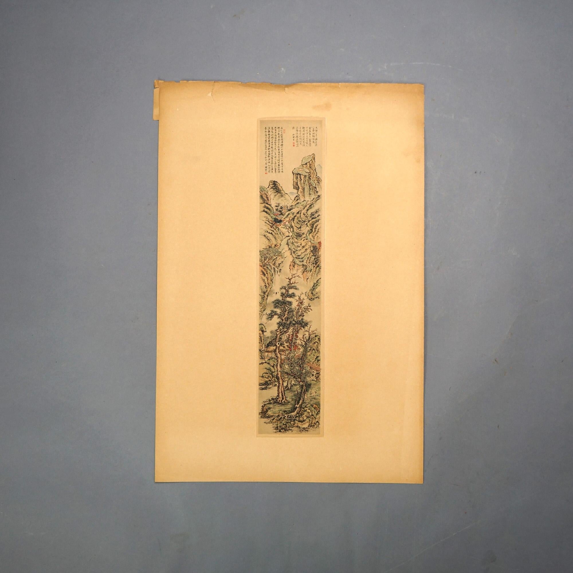 Eight Antique Japanese Woodblock Prints, Oil on Silk c1920 For Sale 3