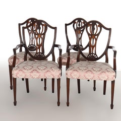 Eight Antique Mahogany Hepplewhite Shield Back Dining Chairs Unsigned C1930