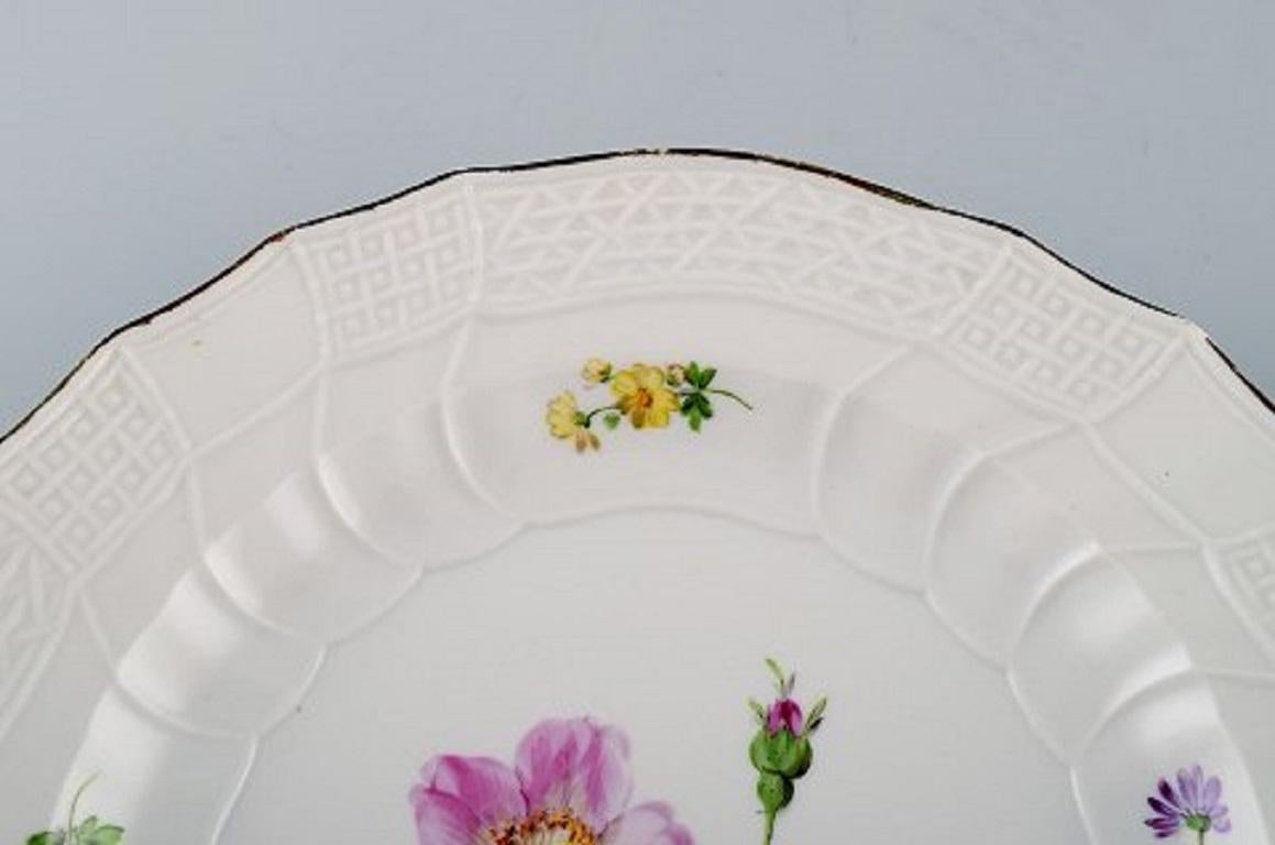 Eight Antique Meissen Plates in Hand Painted Porcelain with Floral Motifs 1