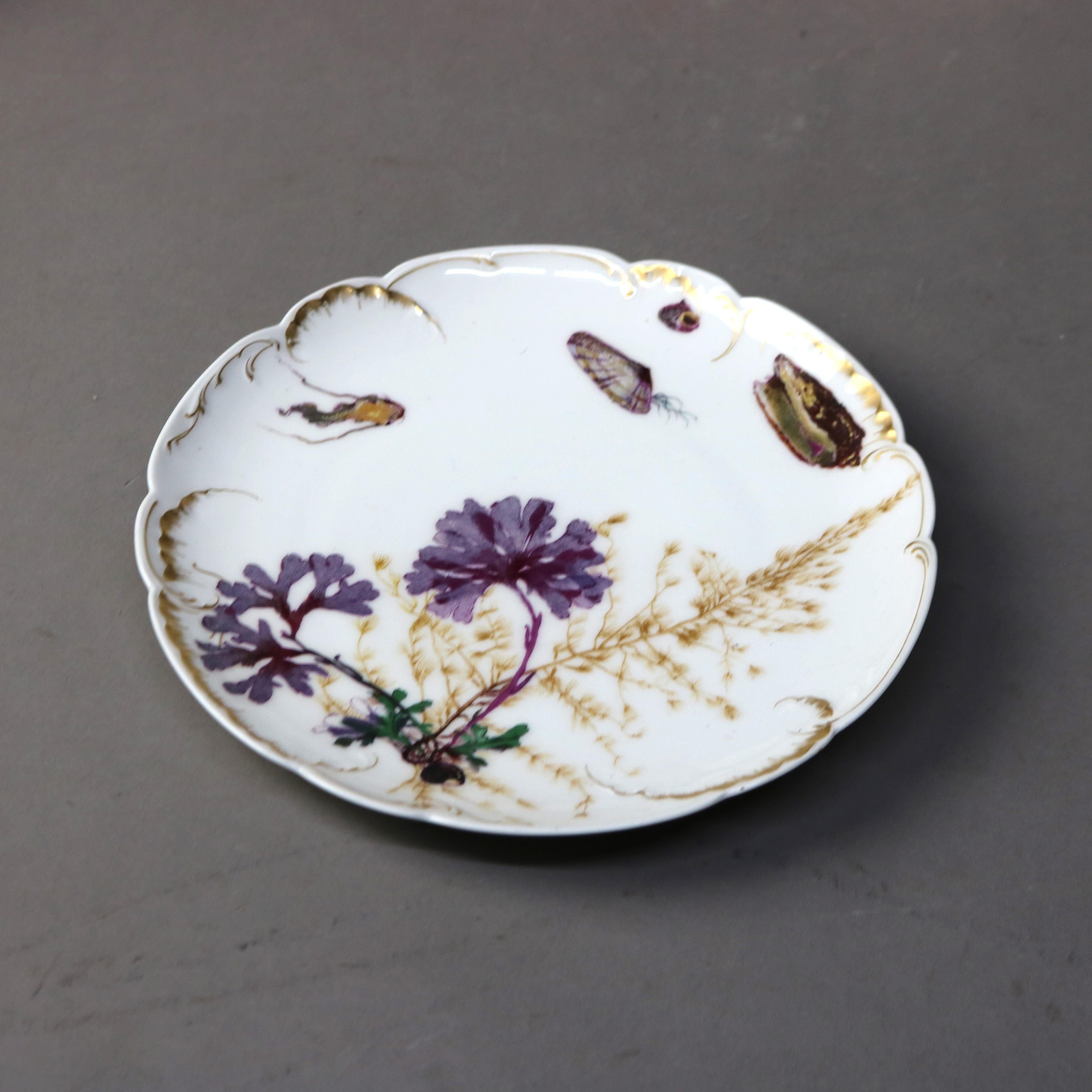 Eight Antique Old Paris Porcelain & Limoges Hand Painted & Gilt Plates & Platter 10