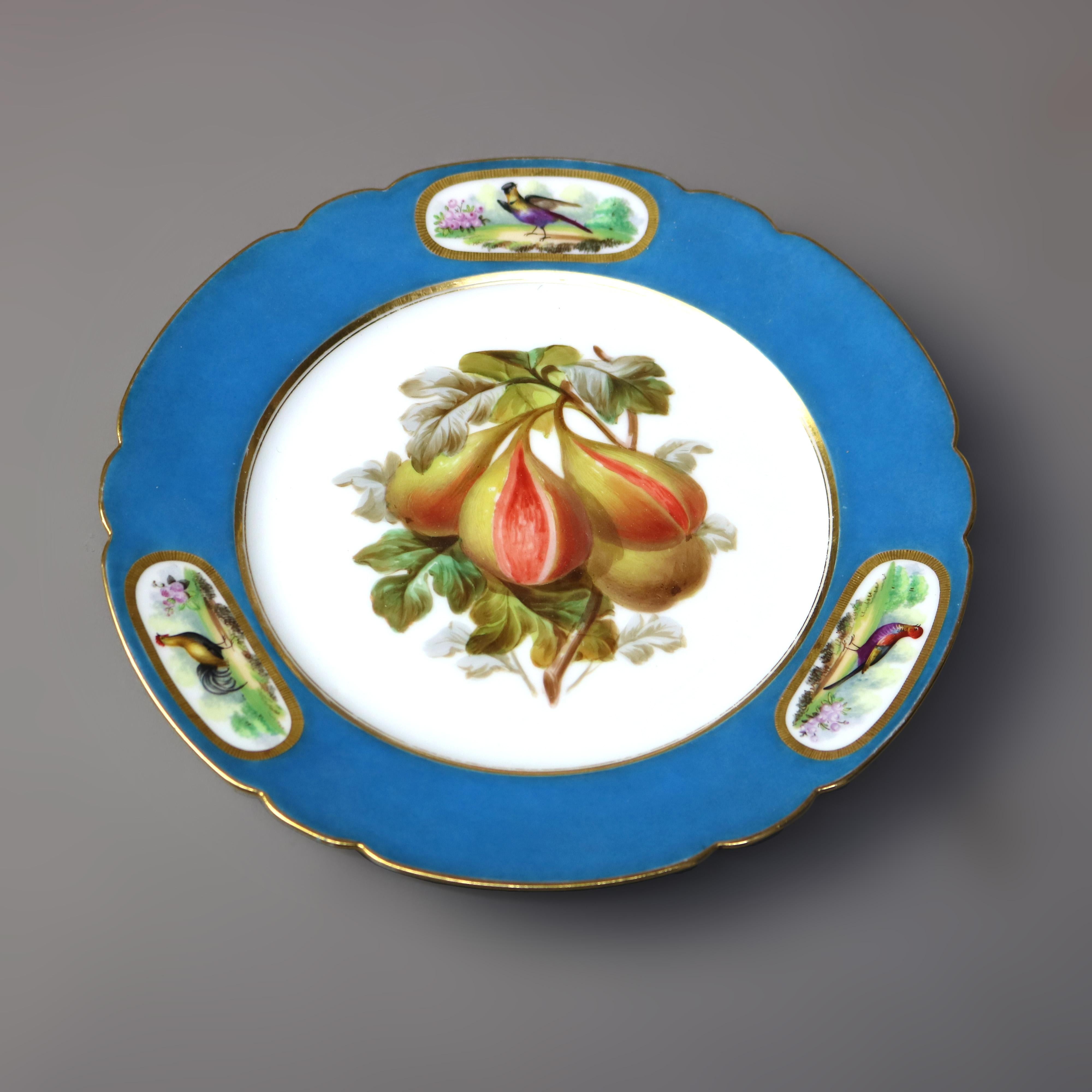 Eight Antique Old Paris Porcelain & Limoges Hand Painted & Gilt Plates & Platter In Good Condition In Big Flats, NY