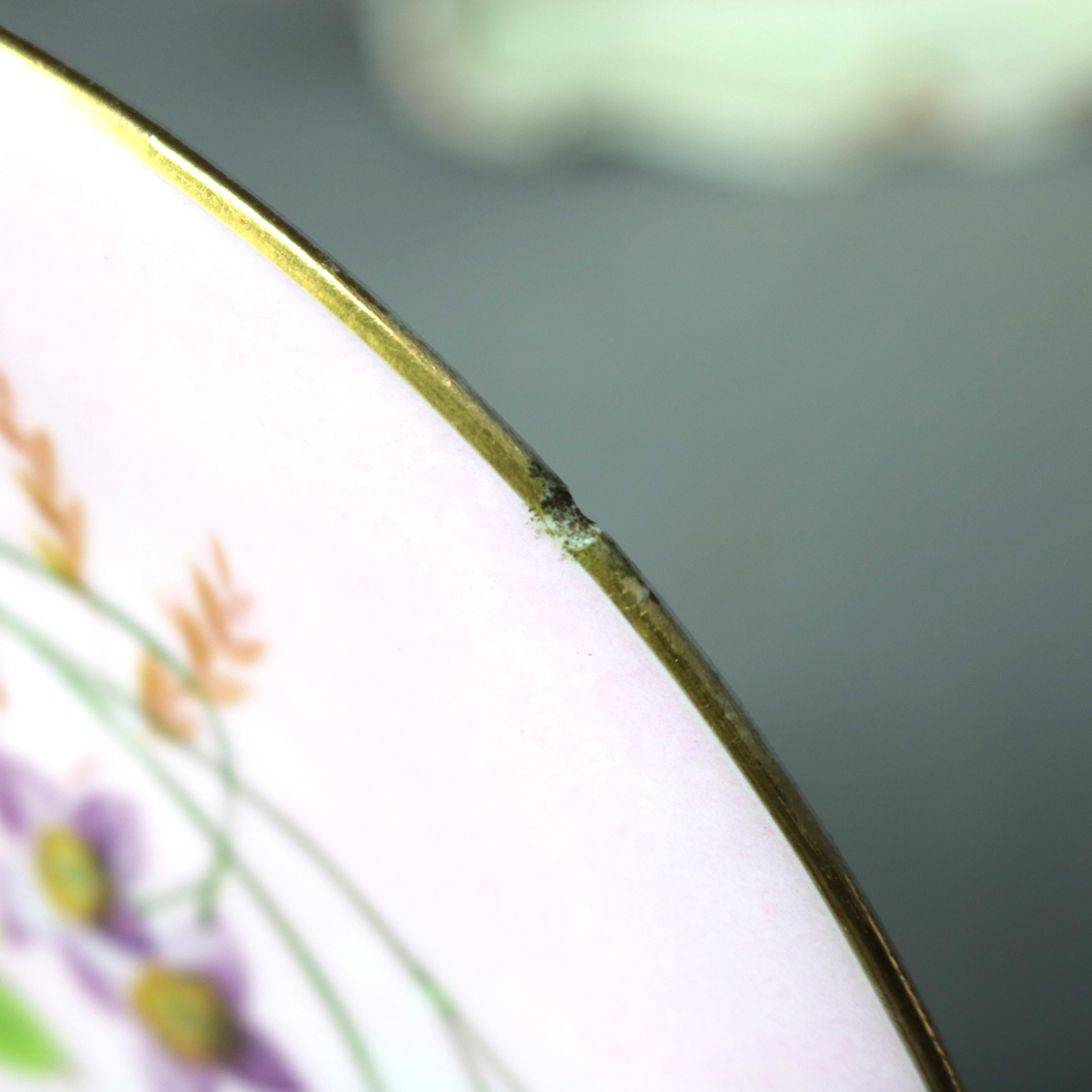 Eight Antique Old Paris Porcelain & Limoges Hand Painted & Gilt Plates & Platter 3