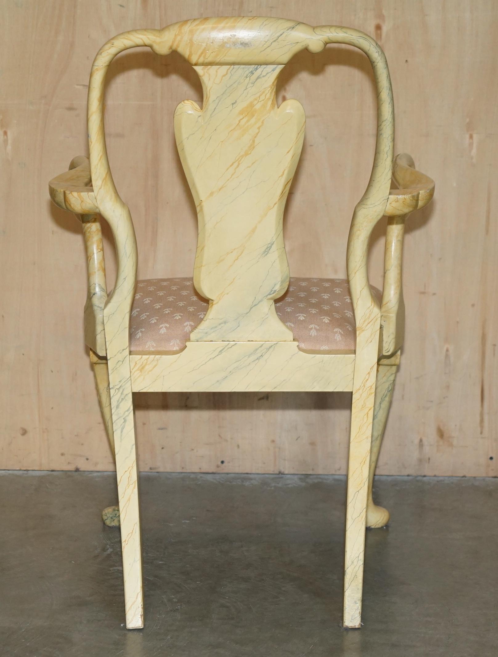 EIGHT ANTIQUE VICTORIAN CARVED WALNUT FAUX MARBLE PAiNTED DINING CHAIRS 8 For Sale 3