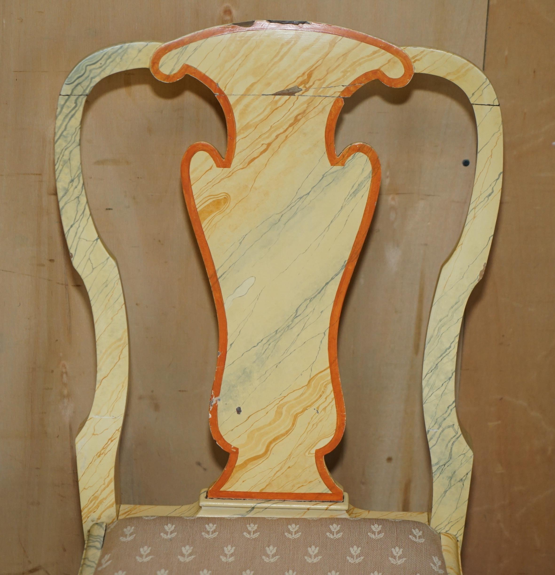 EIGHT ANTIQUE VICTORIAN CARVED WALNUT FAUX MARBLE PAiNTED DINING CHAIRS 8 For Sale 9