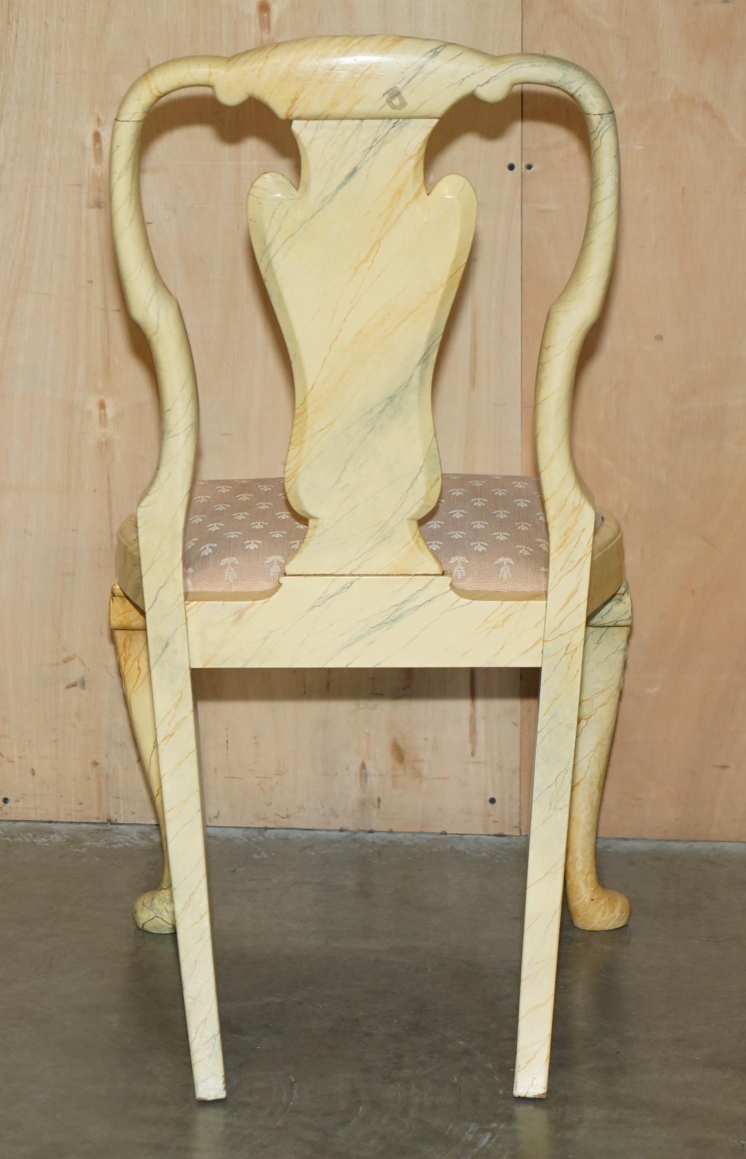 EIGHT ANTIQUE VICTORIAN CARVED WALNUT FAUX MARBLE PAiNTED DINING CHAIRS 8 For Sale 11