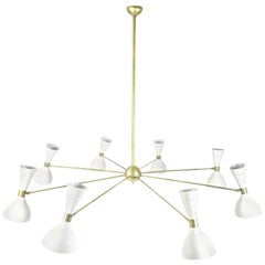 Eight-Arm Brass Chandelier with Ivory or Black Finish