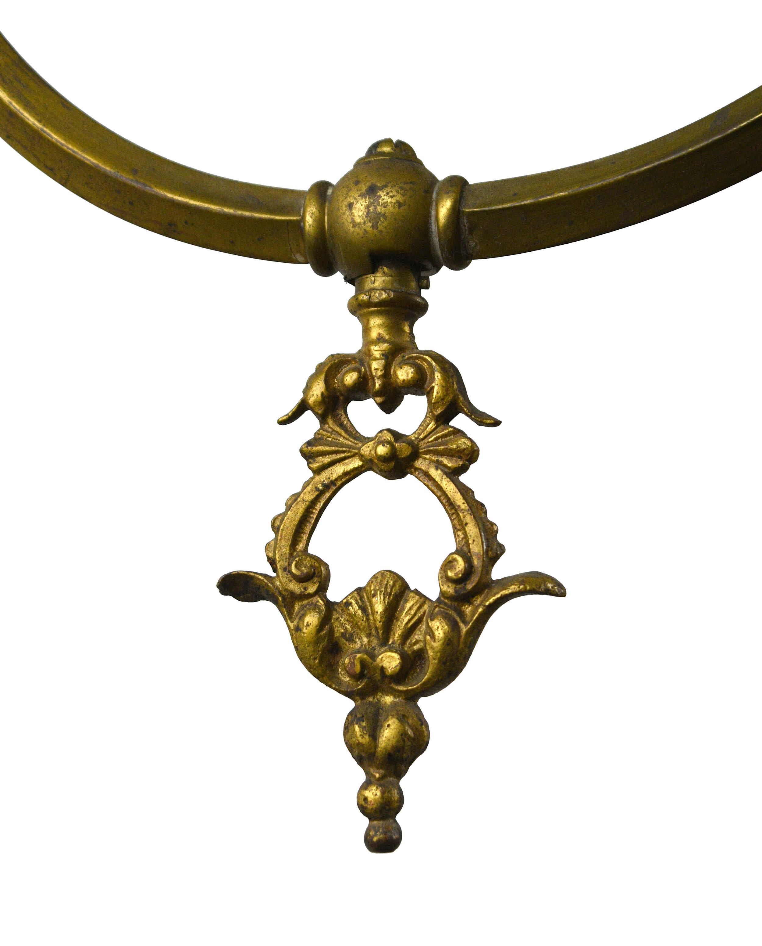 Early 20th Century Eight-Arm Brass Gas/Electric Chandelier For Sale