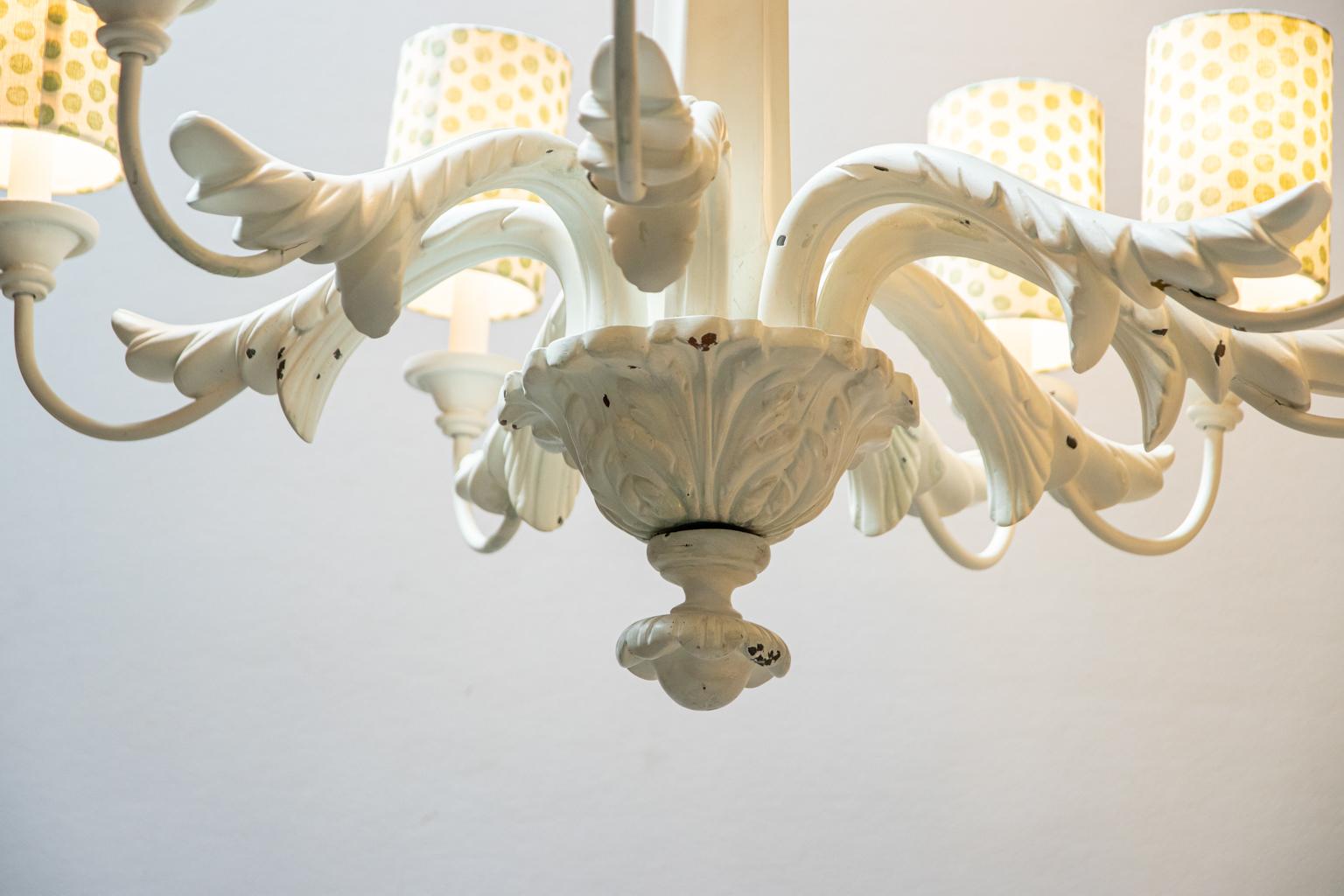 Eight Arm Carved Chandelier In Good Condition For Sale In Stamford, CT