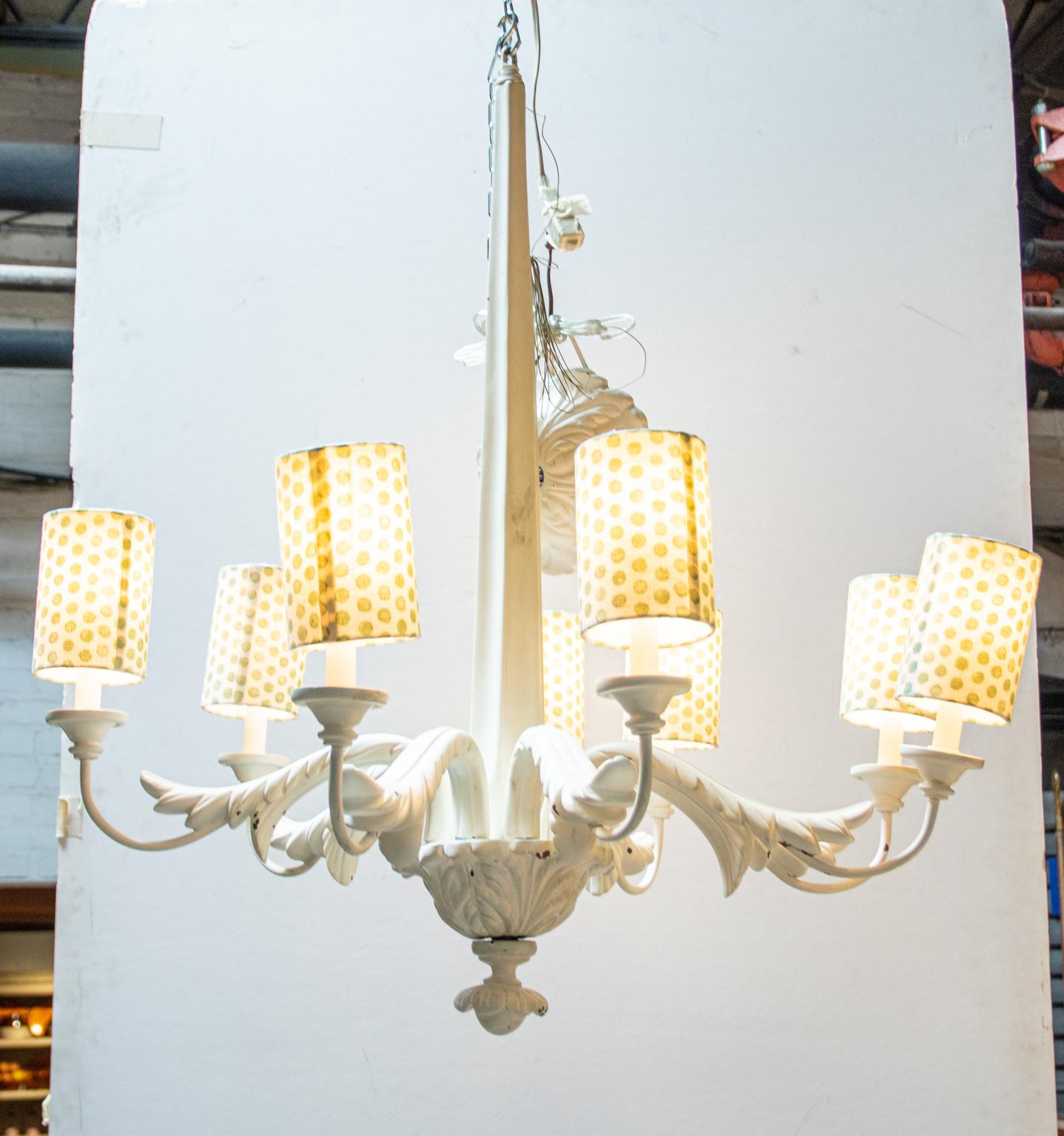 Eight Arm Carved Chandelier For Sale 1