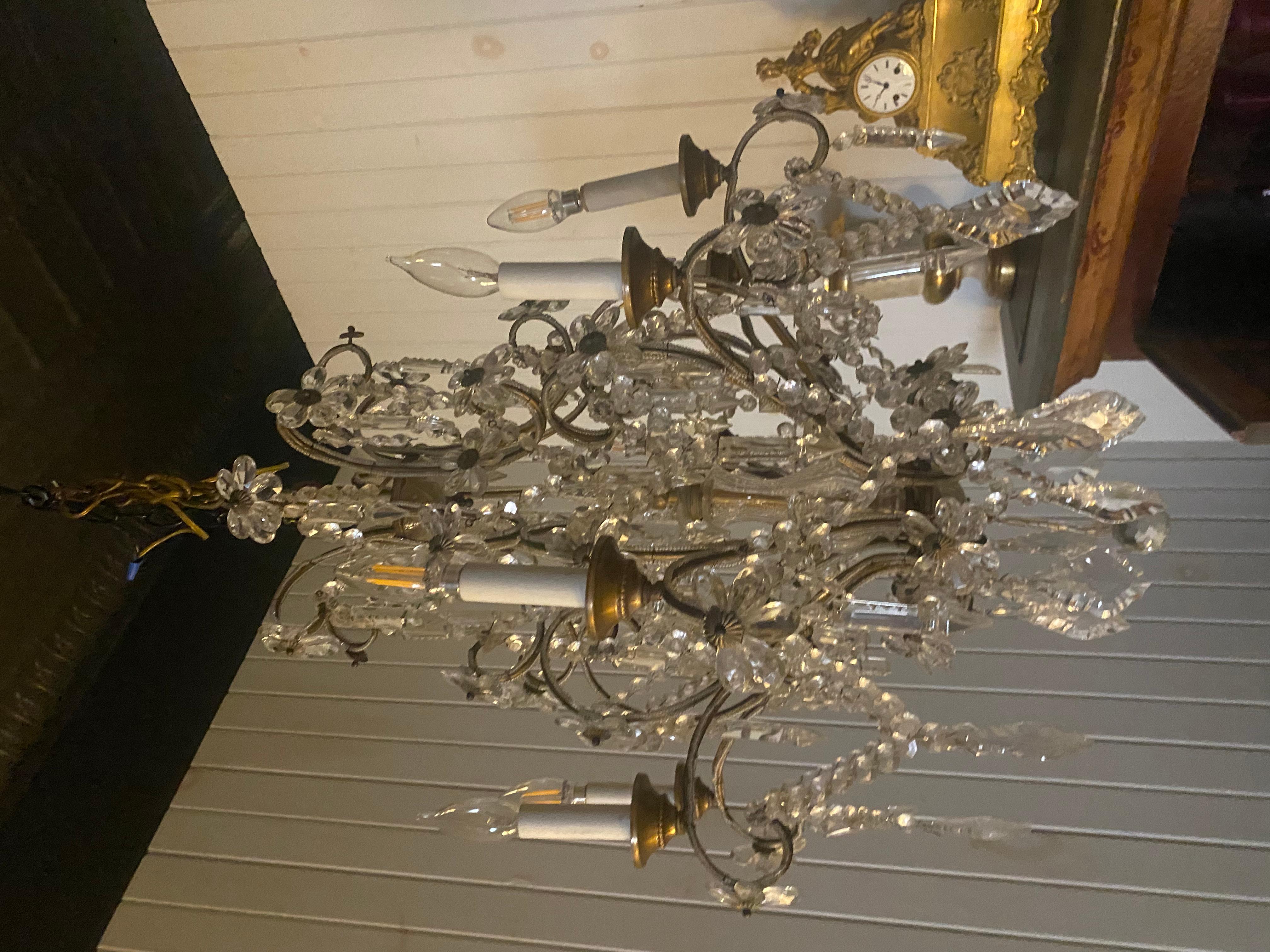 Crystal Eight Arm Chystal Chandelier In The Style Of Maison Bagues, Nice Scale. For Sale