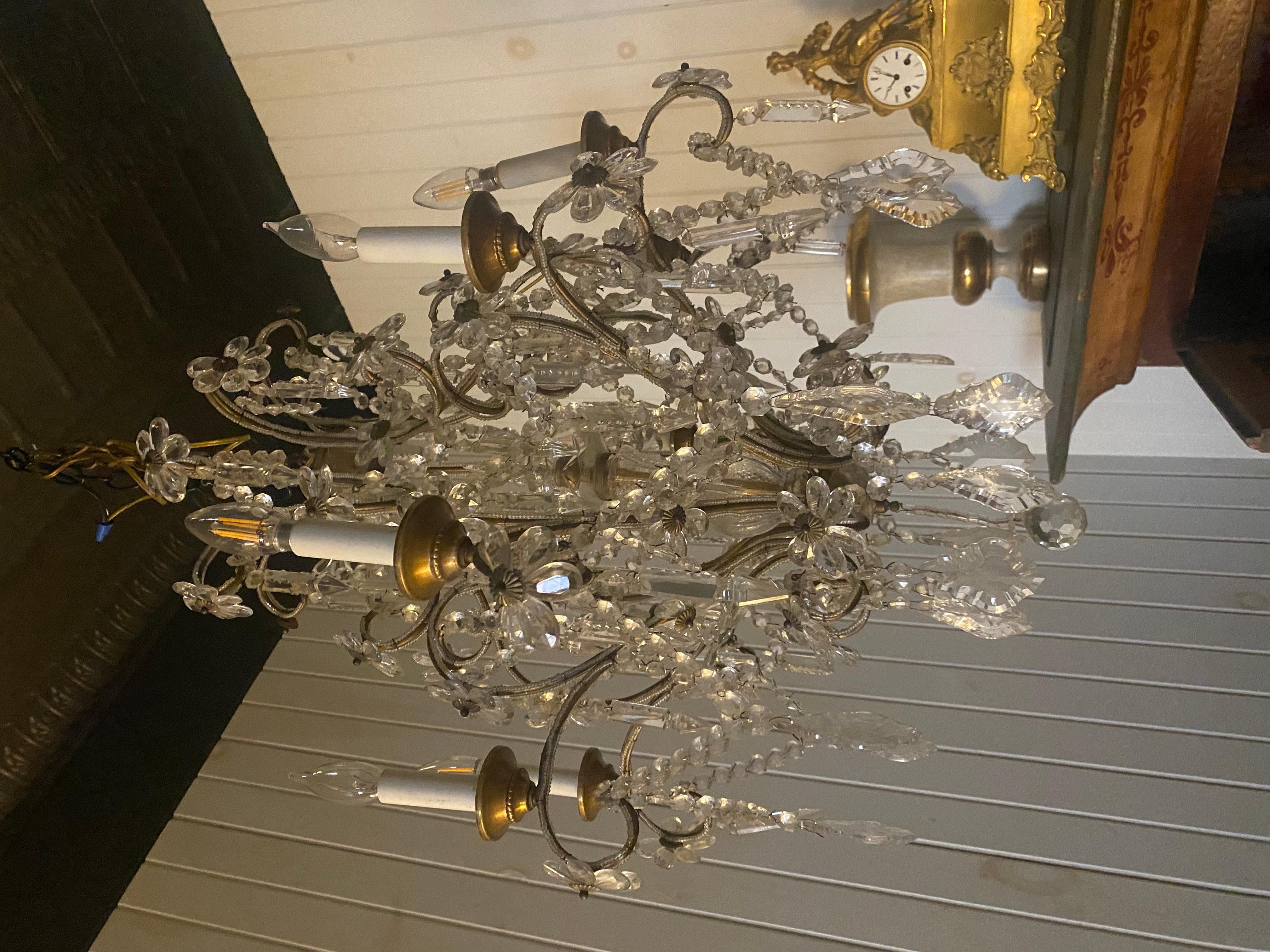 Eight Arm Chystal Chandelier In The Style Of Maison Bagues, Nice Scale. For Sale 2