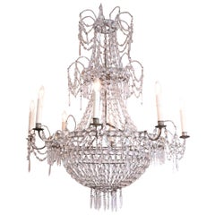 Antique Eight-Arm Crystal Chandelier