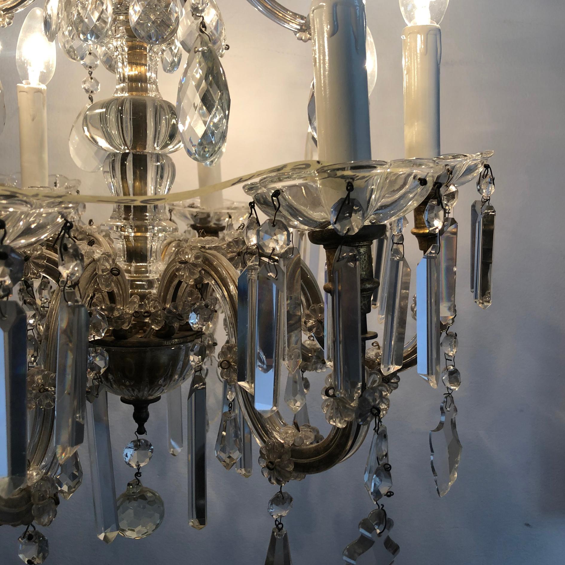 Eight Arm Maria Theresa Crystal Chandelier, Hungary or Austria, 1900s For Sale 4