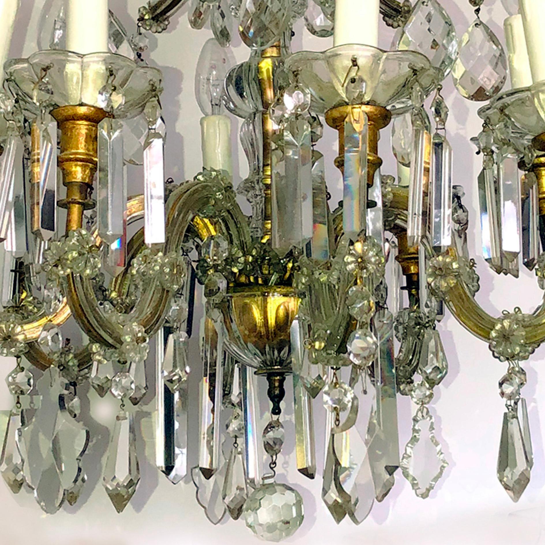Eight Arm Maria Theresa Crystal Chandelier, Hungary or Austria, 1900s For Sale 5