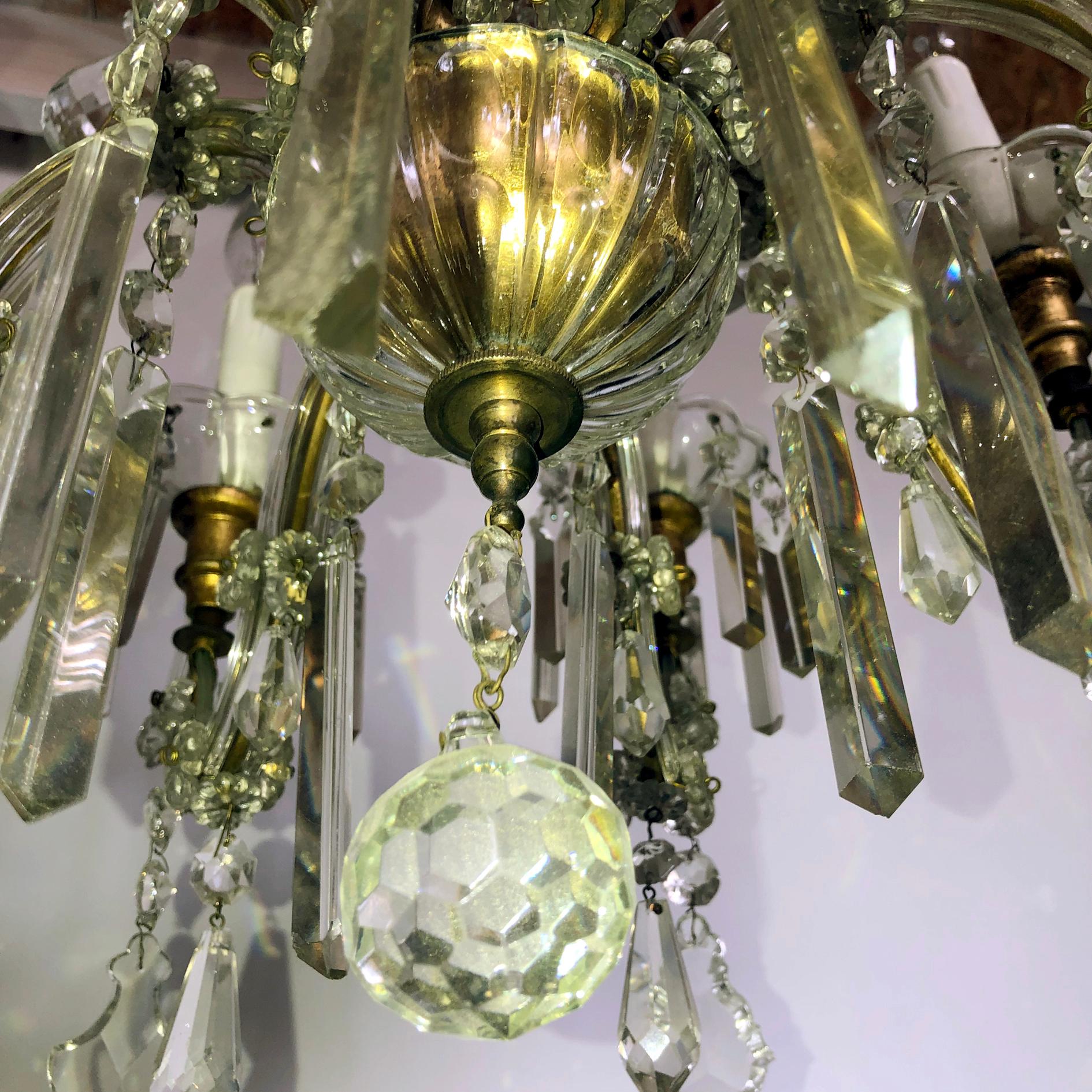 Eight Arm Maria Theresa Crystal Chandelier, Hungary or Austria, 1900s For Sale 6