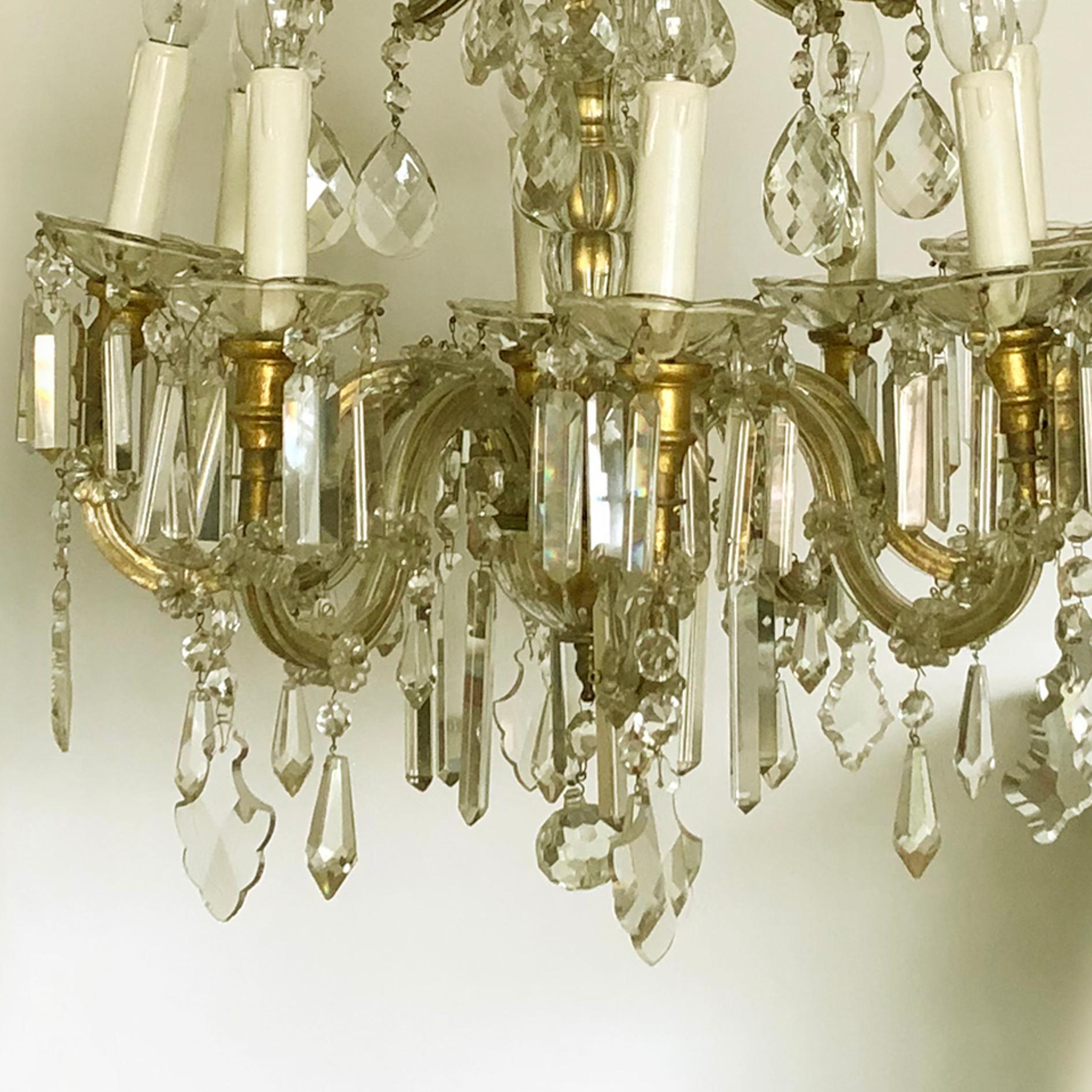Hungarian Eight Arm Maria Theresa Crystal Chandelier, Hungary or Austria, 1900s For Sale
