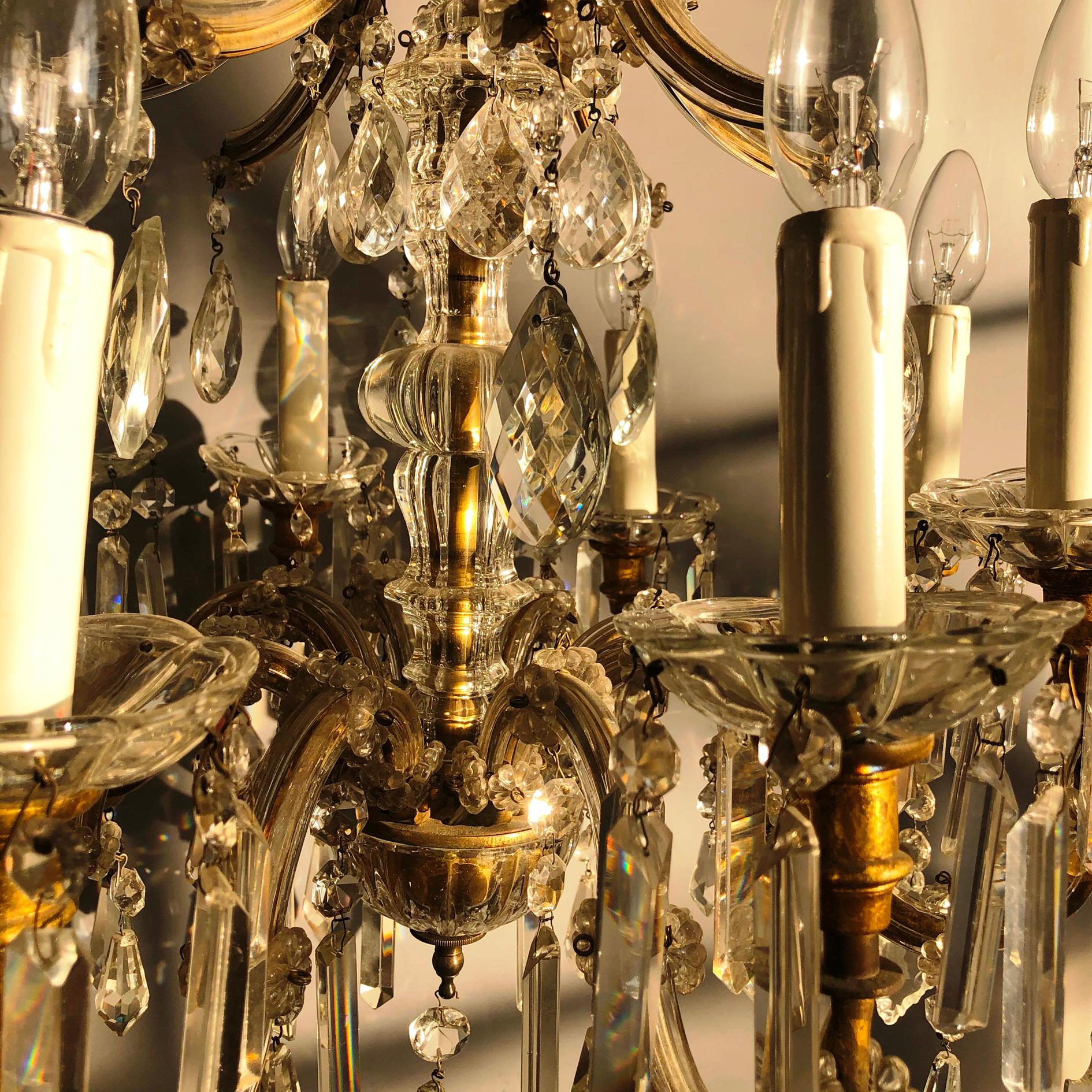Eight Arm Maria Theresa Crystal Chandelier, Hungary or Austria, 1900s For Sale 2