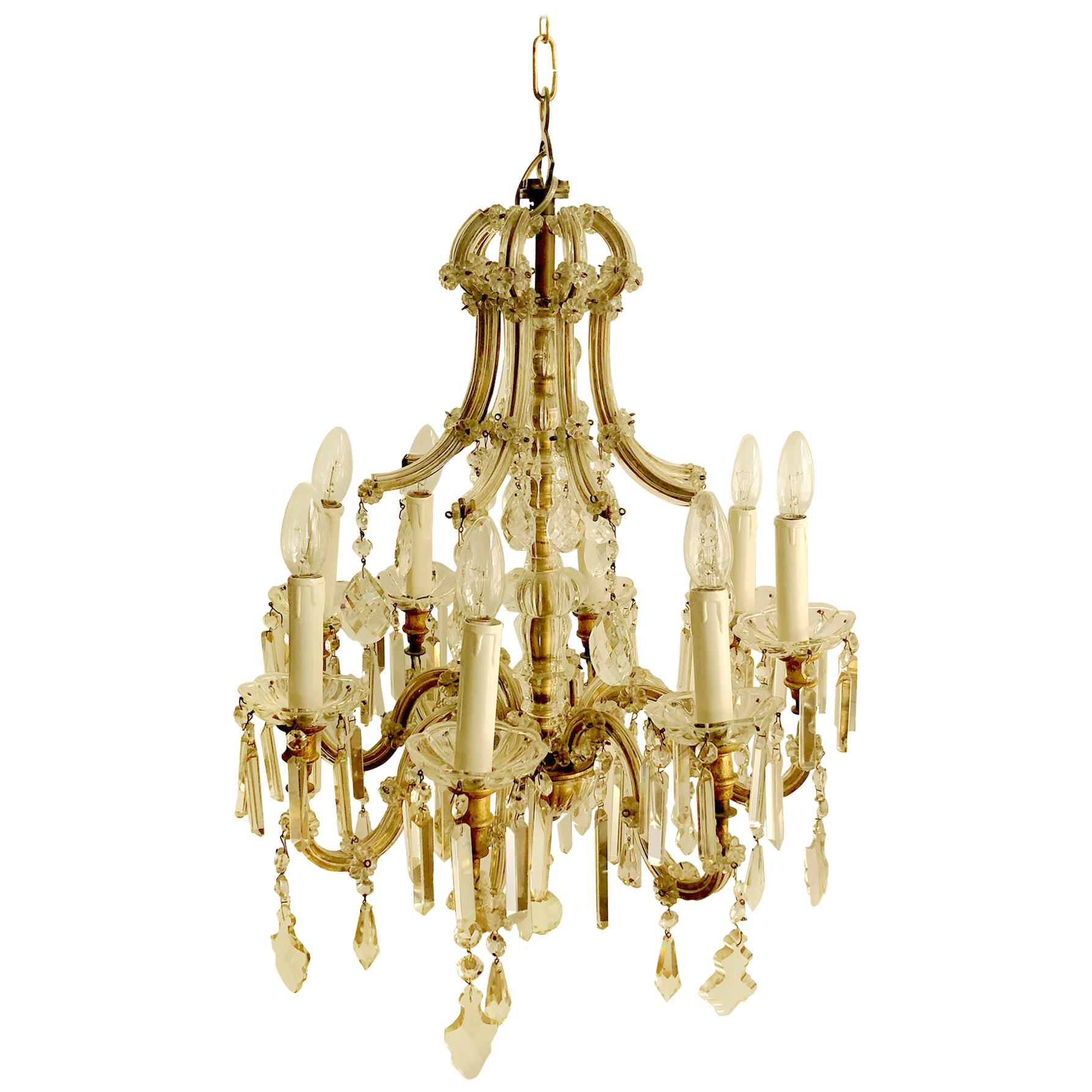 Eight Arm Maria Theresa Crystal Chandelier, Hungary or Austria, 1900s For Sale
