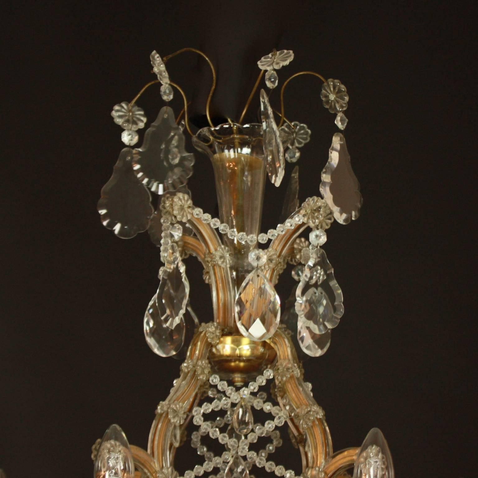 Baroque Eight-Arm Marie Thérèse Style Crystal Chandelier, Austria, circa 1910 For Sale