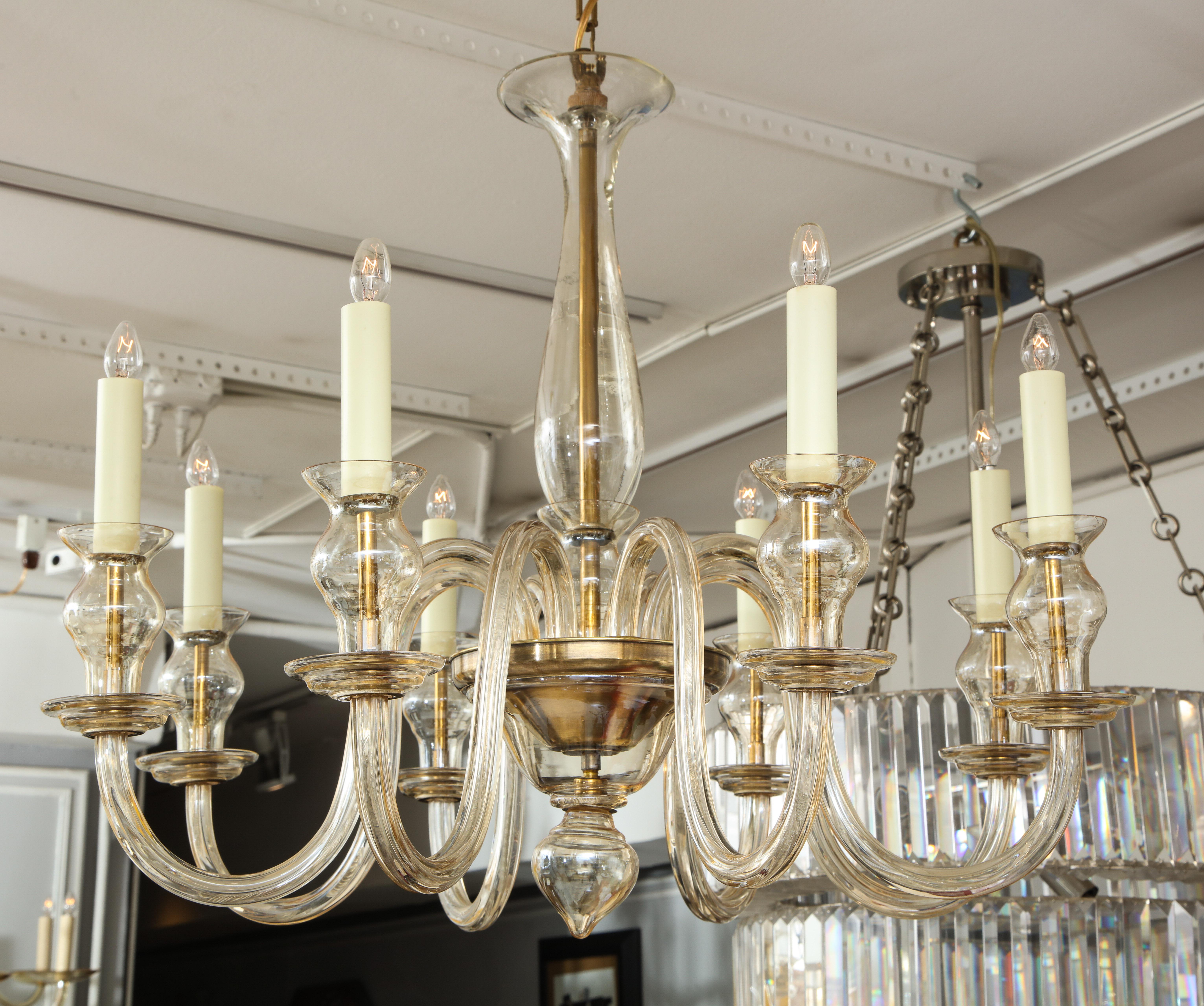 Eight-arm Murano glass chandelier.