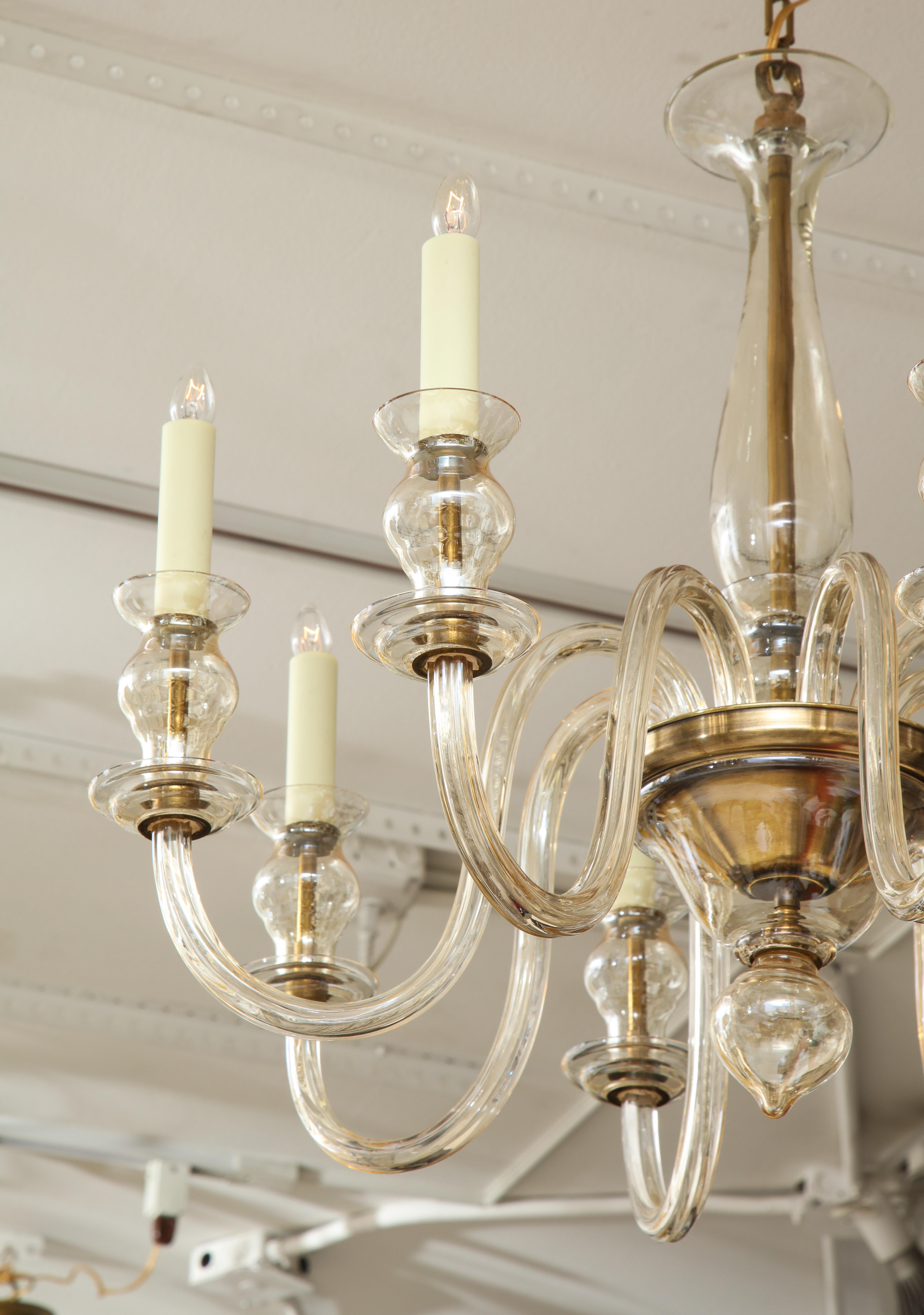 Eight-Arm Murano Glass Chandelier In Good Condition In New York, NY