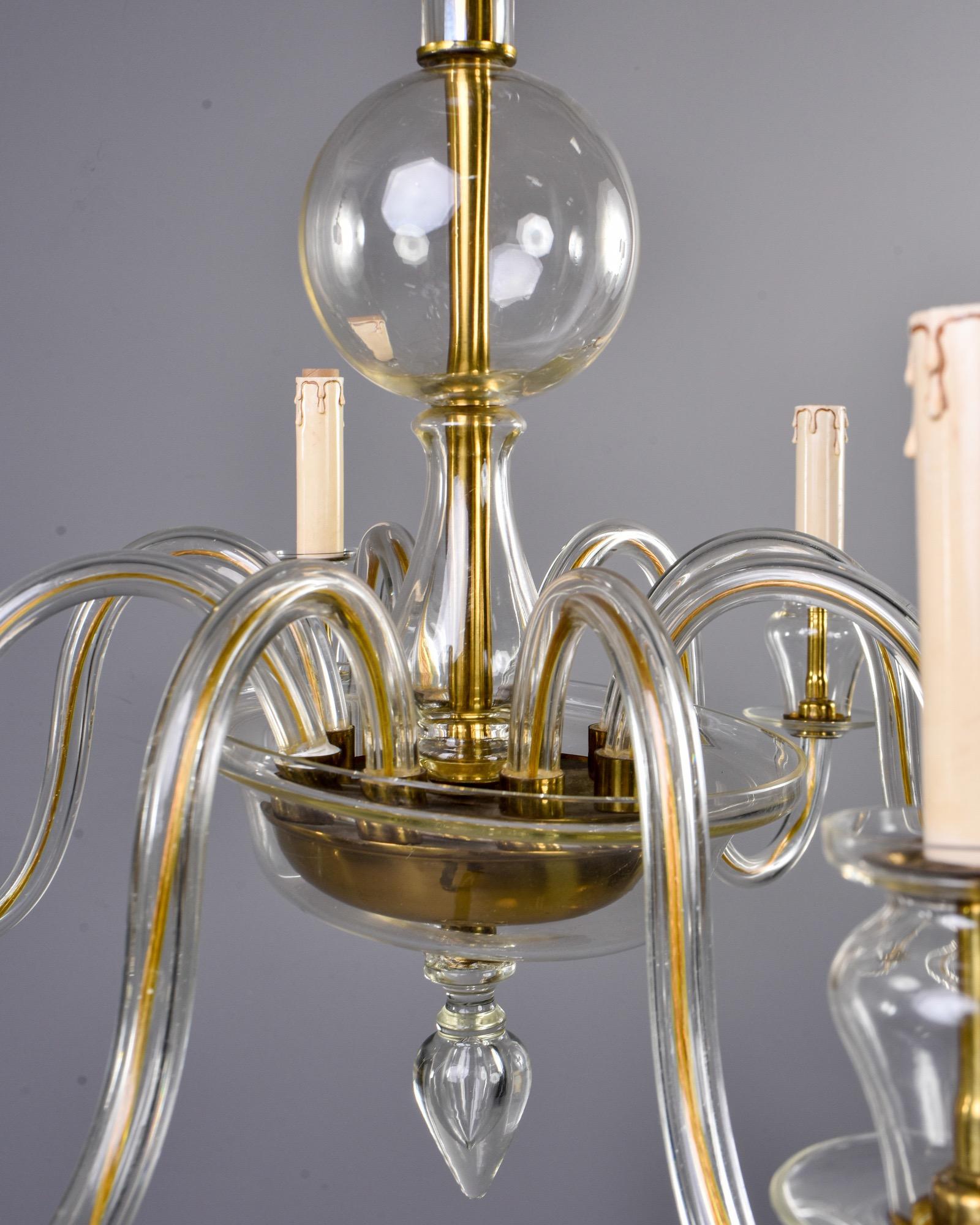 Eight-Arm Pale Amber Murano Glass Chandelier 4