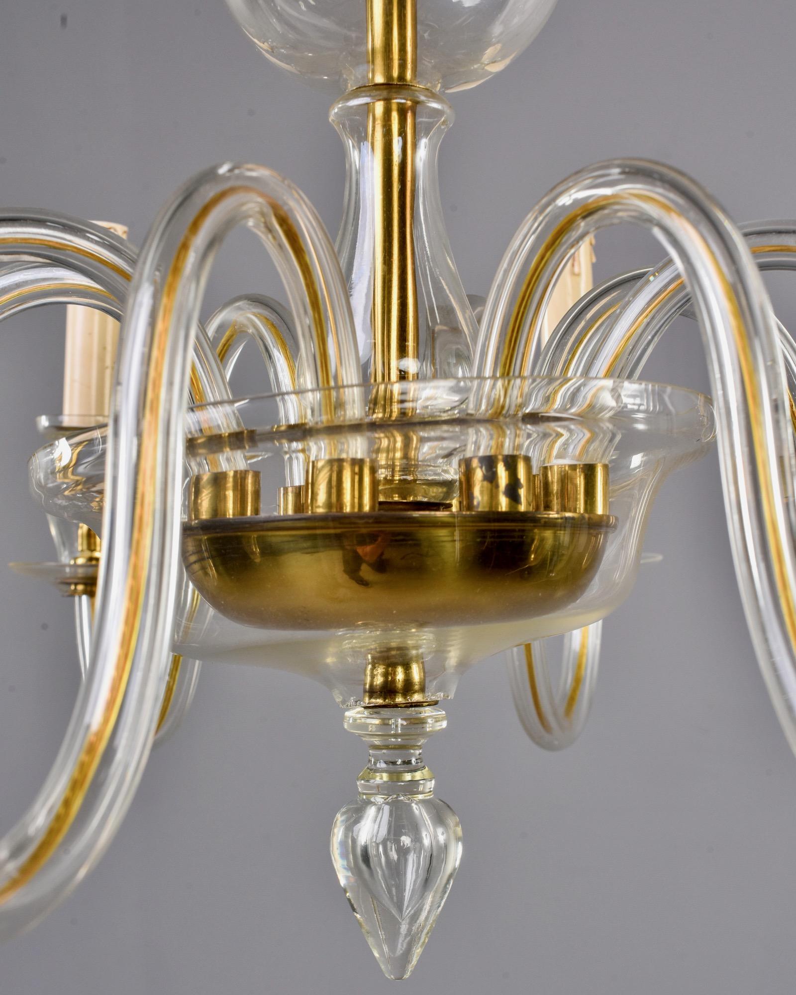 Eight-Arm Pale Amber Murano Glass Chandelier 5