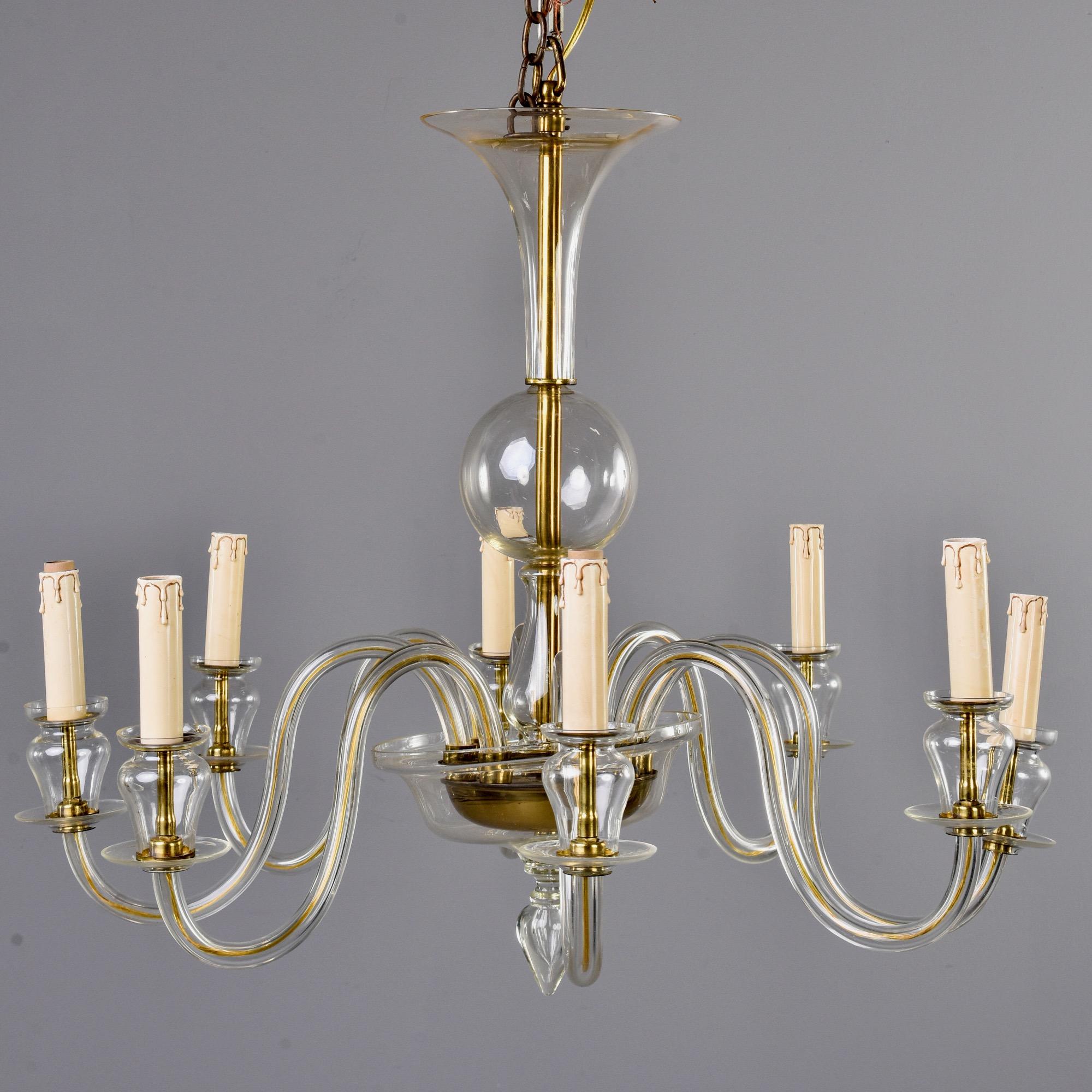 Italian Eight-Arm Pale Amber Murano Glass Chandelier