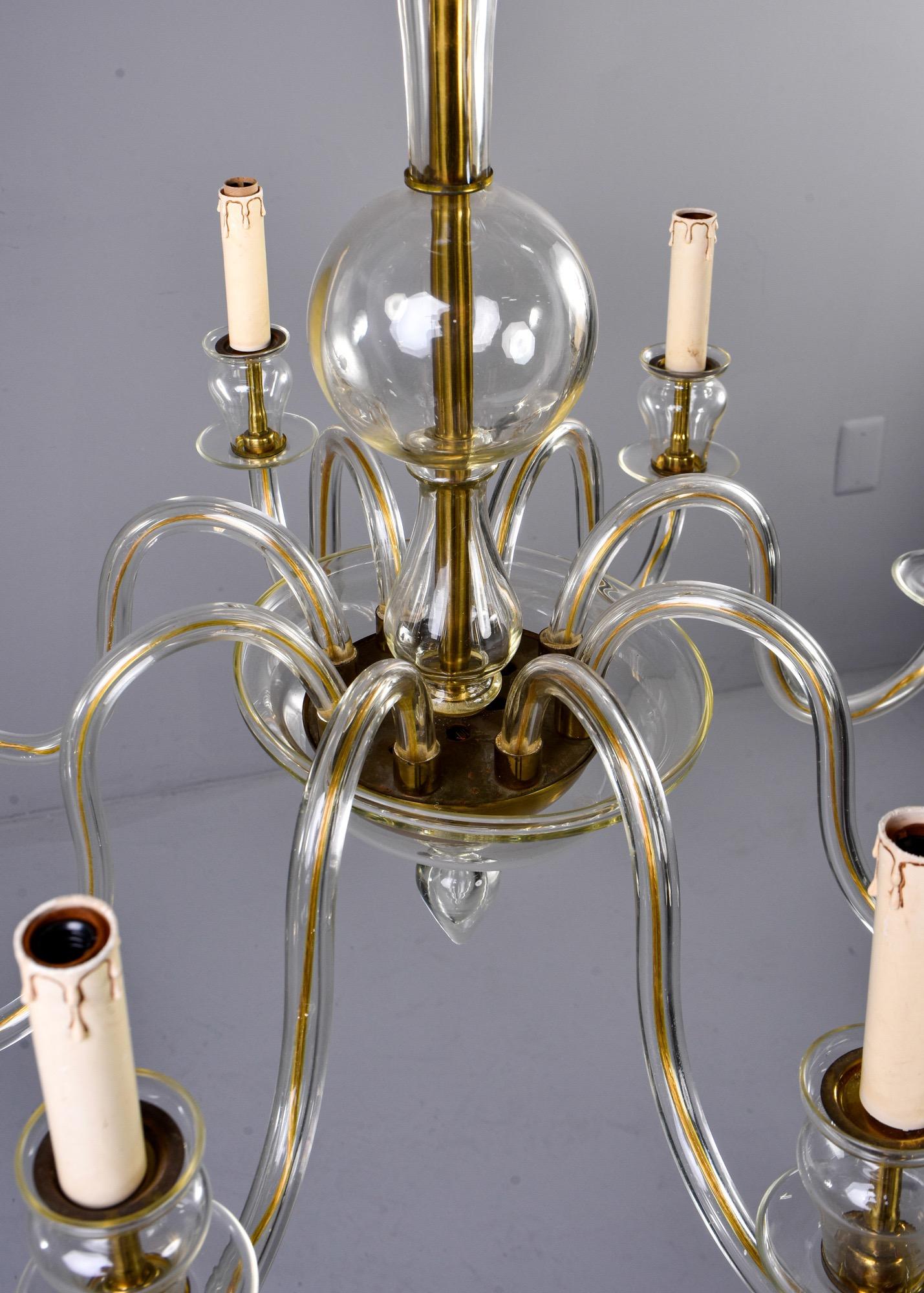 Eight-Arm Pale Amber Murano Glass Chandelier 2