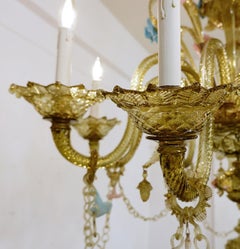 Eight-Arm Smoked Amber Murano Glass Chandelier with Florettes, Murano