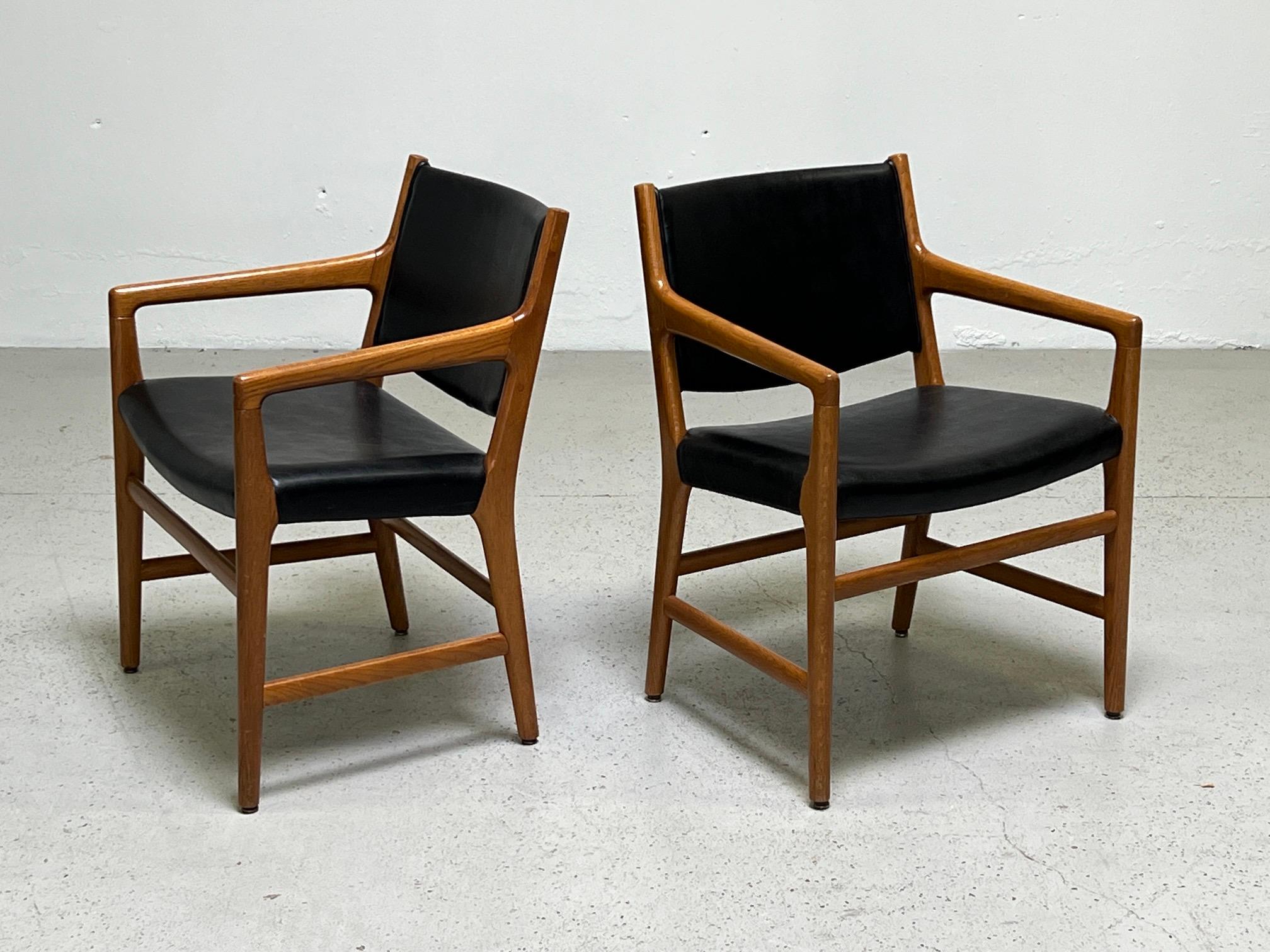 A set of eight oak armchairs model JH507 designed by Hans Wegner for Johannes Hansen. 

This set of chairs came directly from the Francis A. Countway Library of Medicine at the Harvard Medical School. This building was designed by architect Hugh