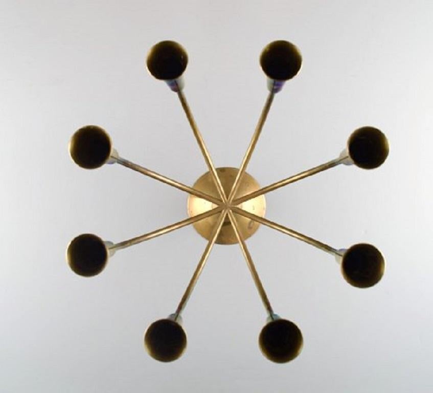 Eight-Armed Candlestick of Brass, Danish Design, 1960s-1970s In Excellent Condition In Copenhagen, DK