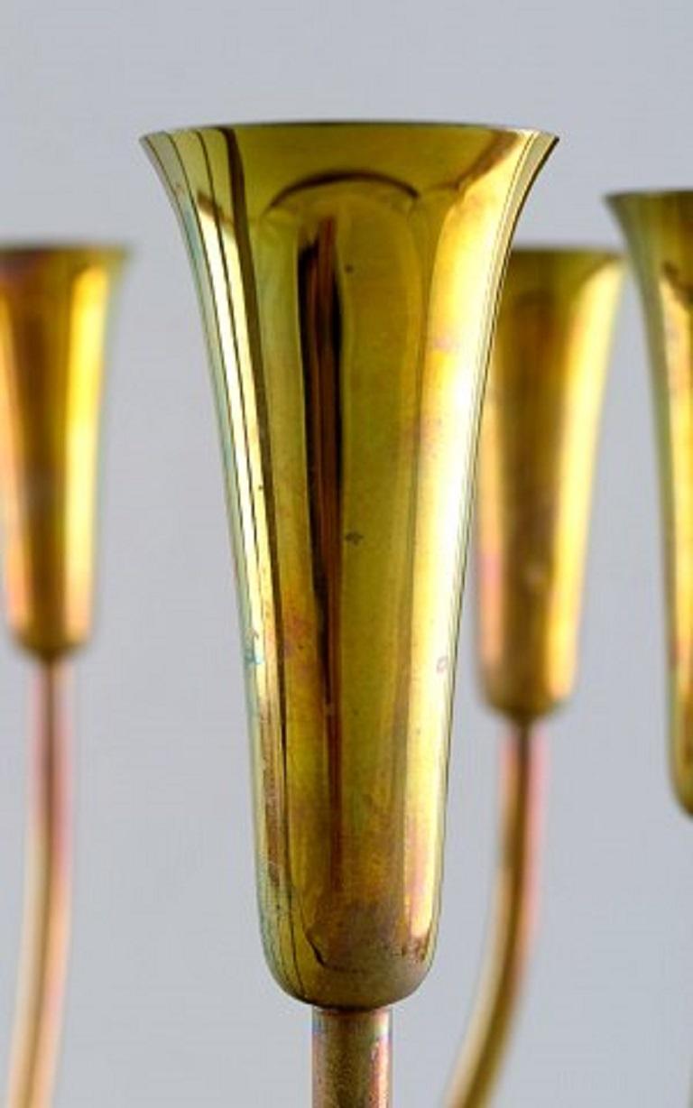 Eight-Armed Candlestick of Brass, Danish Design, 1960s-1970s 2